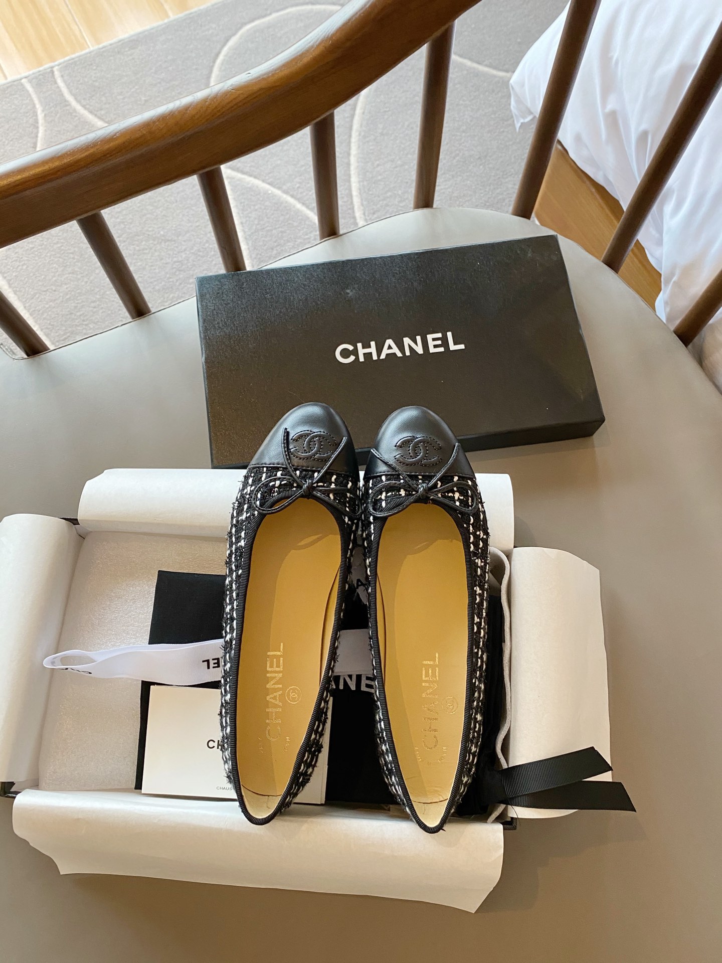 Chanel Ballerinas Fabric & Grosgrain 22 - vstockx