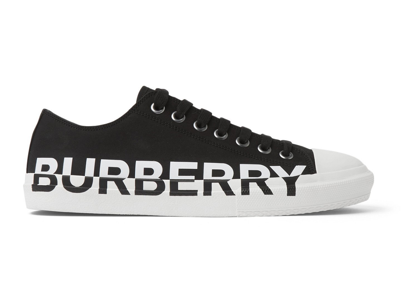Burberry Gabardine Icon Stripe Logo Print Black White - vstockx