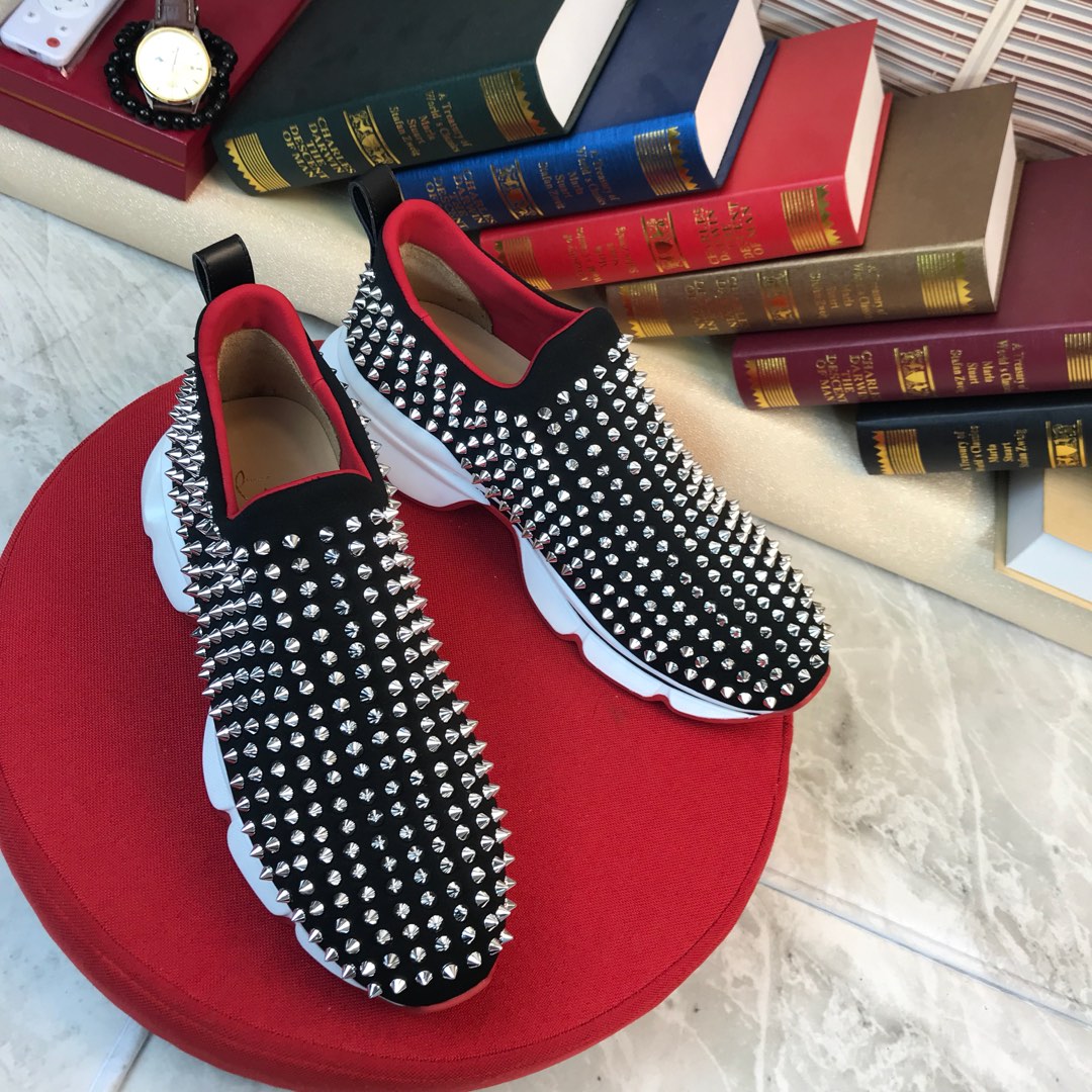 Christian Louboutin Spike Sock Flat Sneakers 4 - vstockx