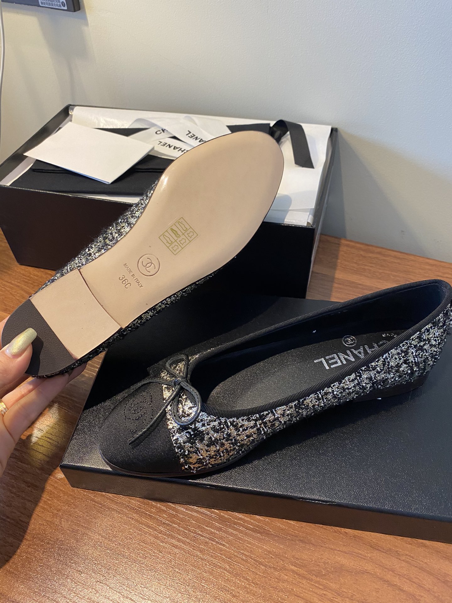 Chanel Ballerinas Fabric & Grosgrain 35 - vstockx