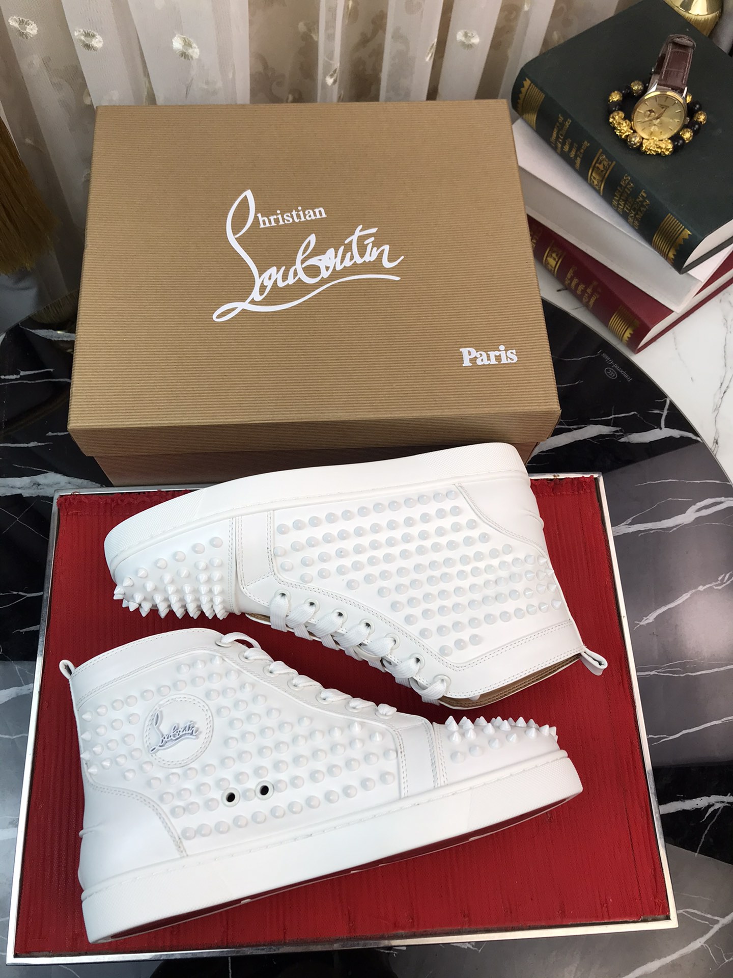 Christian Louboutin Louis Junior Spikes Orlato Flat Sneakers 3 - vstockx