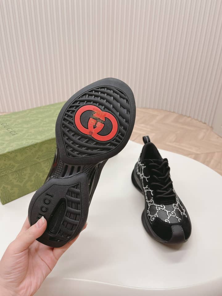 Gucci Women's Run GG crystal sneaker Black suede trim - vstockx