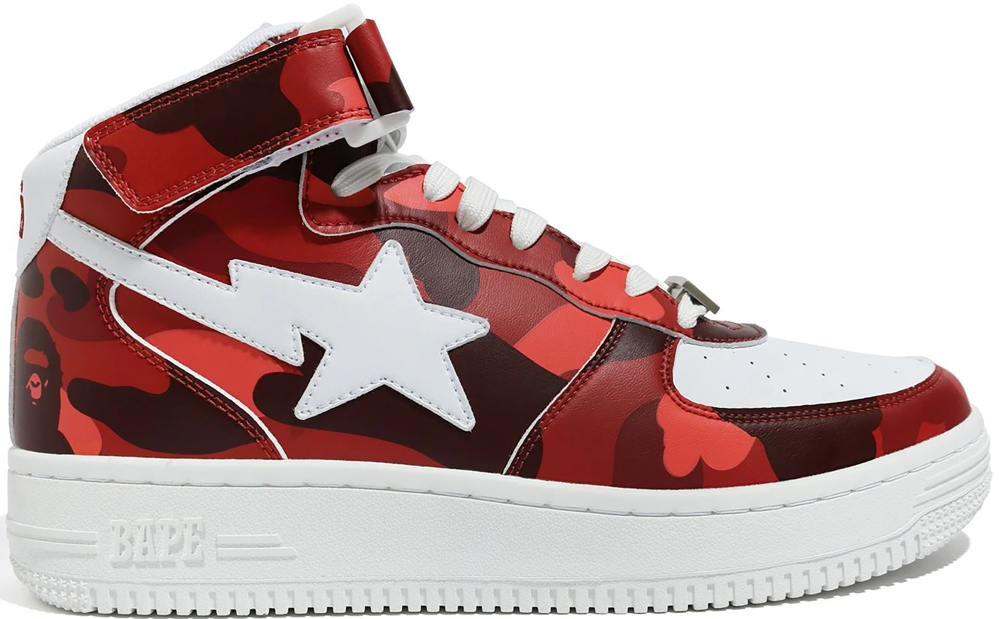A Bathing Ape Bape Sta Mid Camo Red - vstockx