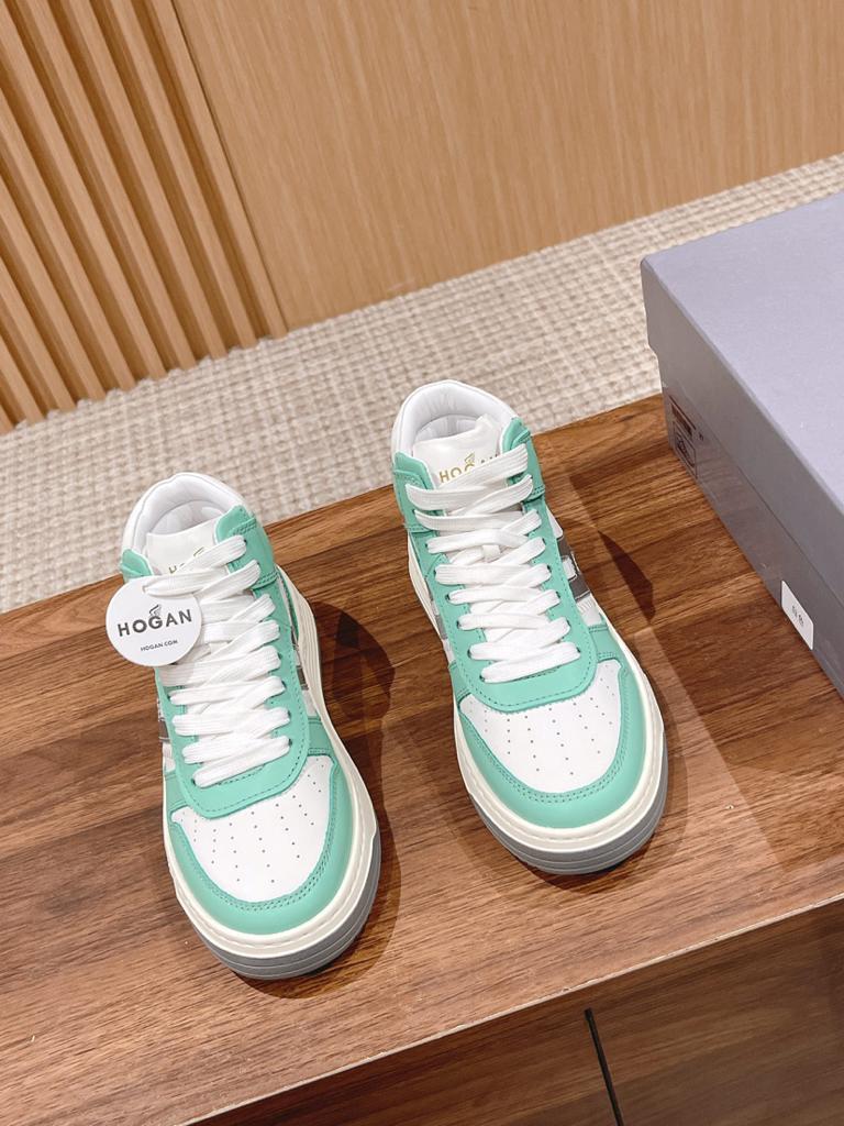 Hogan H630 High Top White Green Silver - vstockx