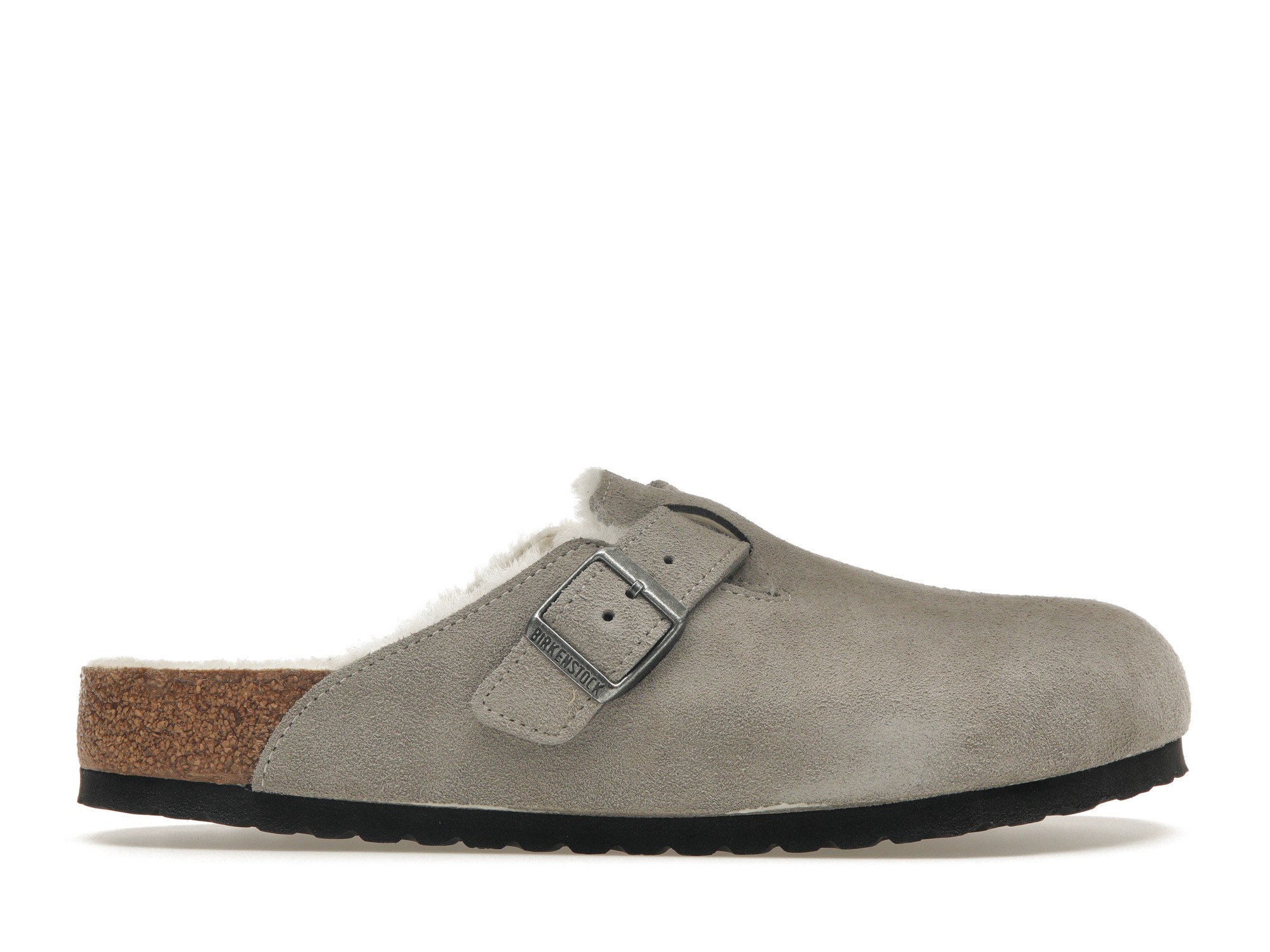 Birkenstock Boston Shearling Suede Stone Coin - vstockx