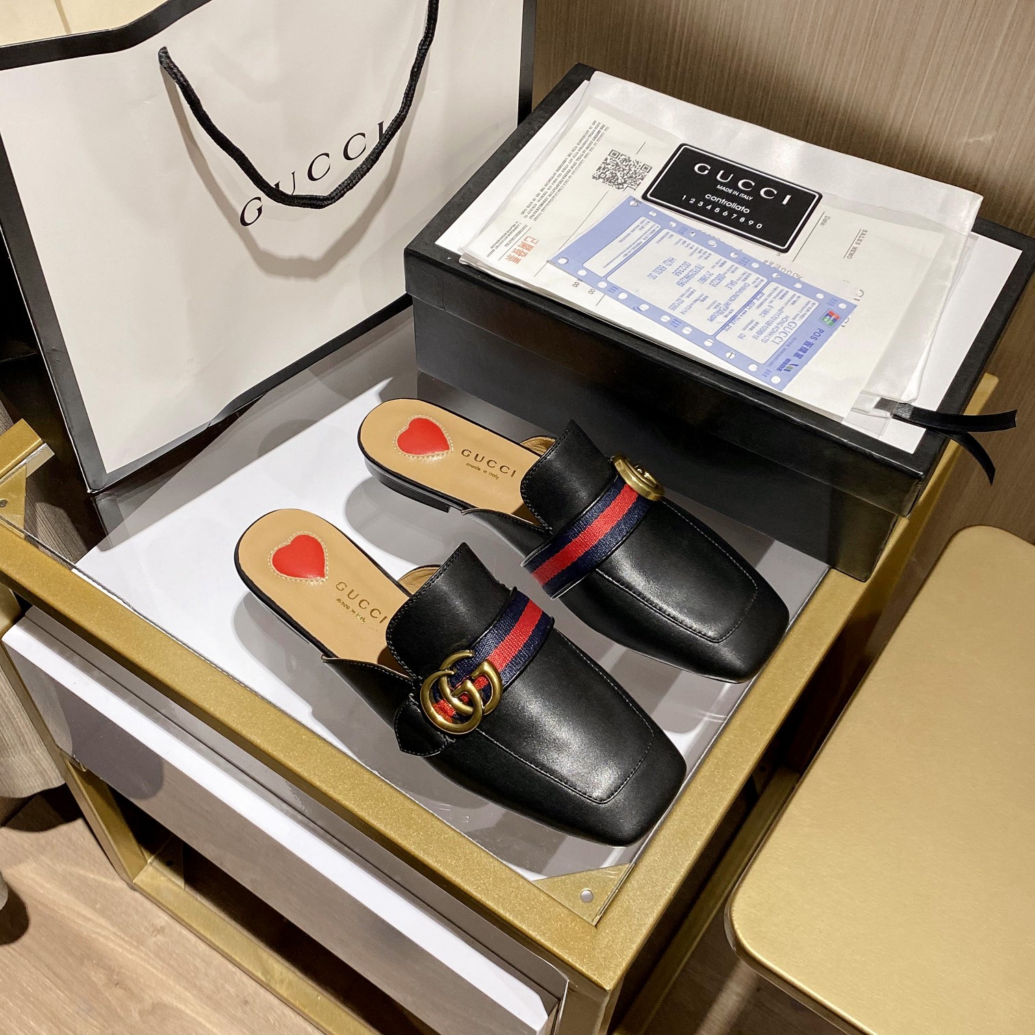 Gucci Leather mid-heel loafer Women 12 - vstockx