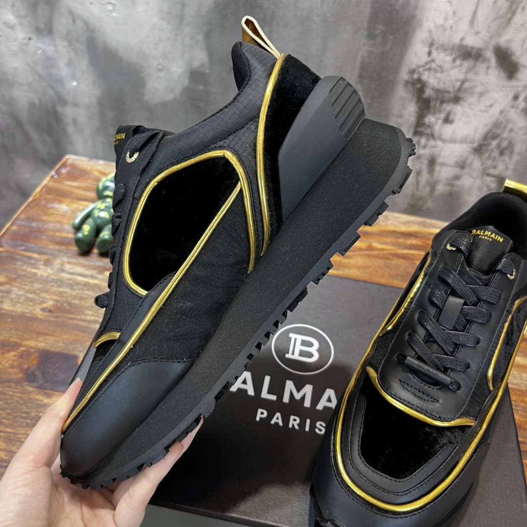 Balmain Velvet nylon and mesh low-top Racer sneaker 19 - vstockx