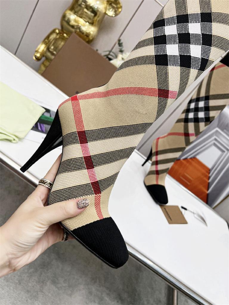 Burberry Knitted Check Sock Boots Heel height: 10.5cm/4.1in - vstockx