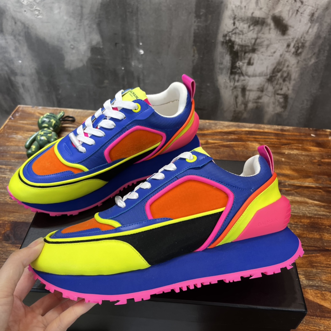 Balmain Velvet nylon and mesh low-top Racer sneaker 21 - vstockx