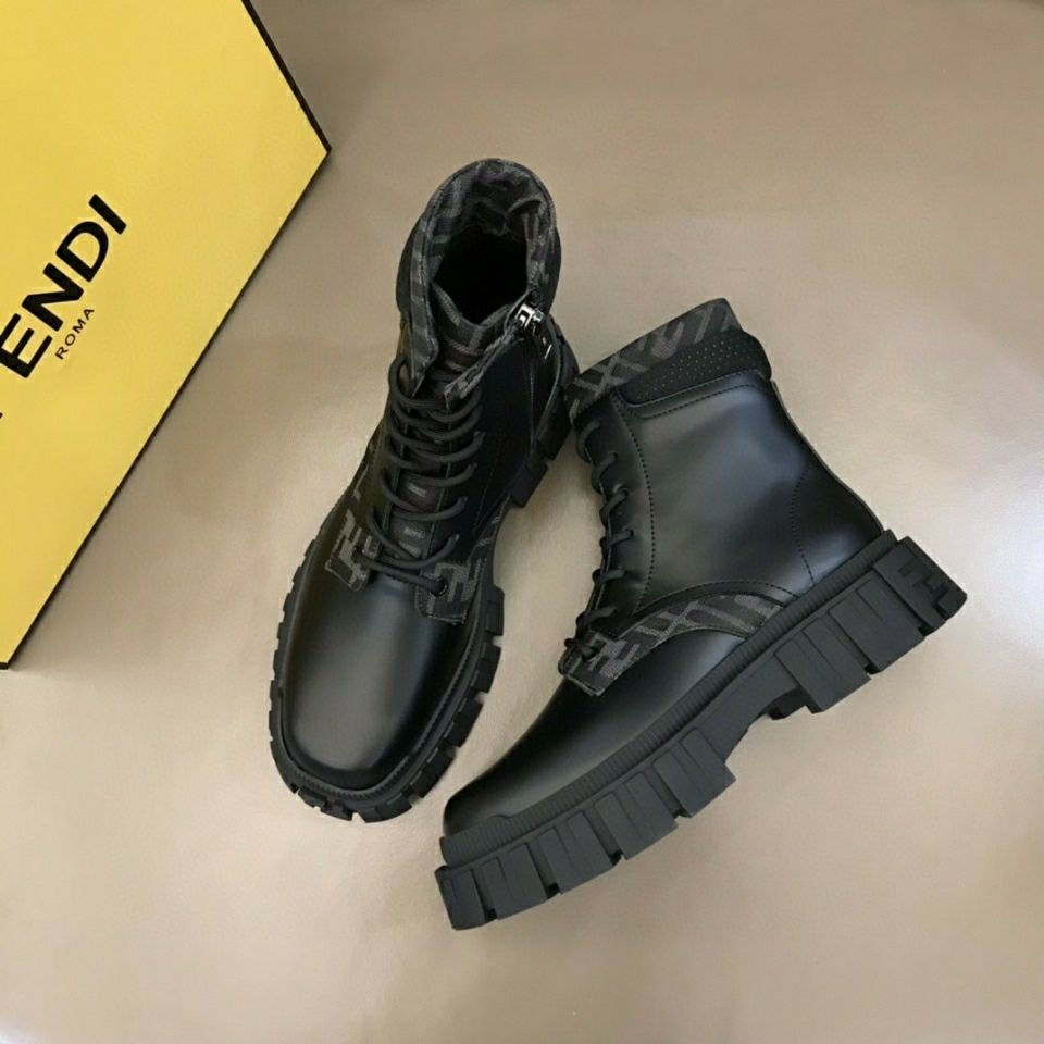 Fendi Force Black leather ankle boots - vstockx