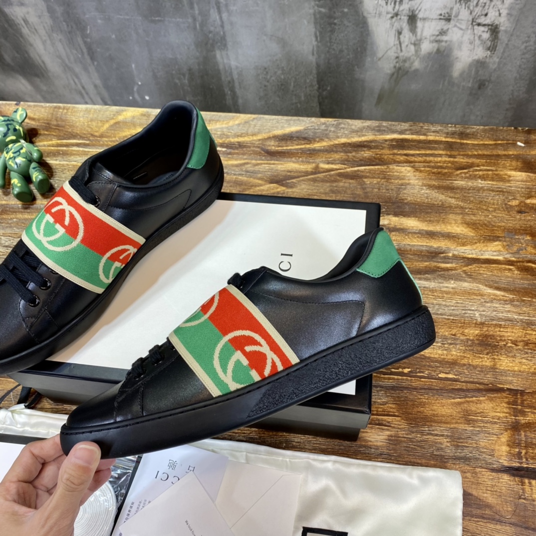 Gucci Ace Elastic Web Interlocking GG Black - vstockx