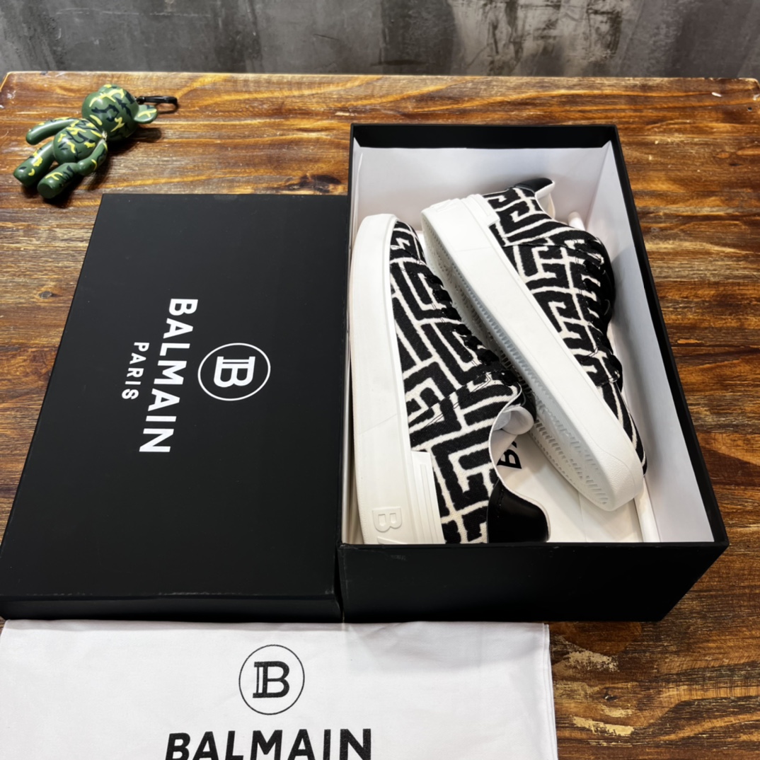 Balmain B-Court Low-Top Jacquard - vstockx