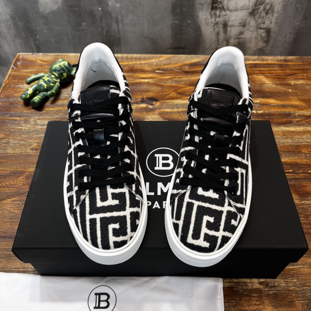 Balmain B-Court Low-Top Jacquard - vstockx