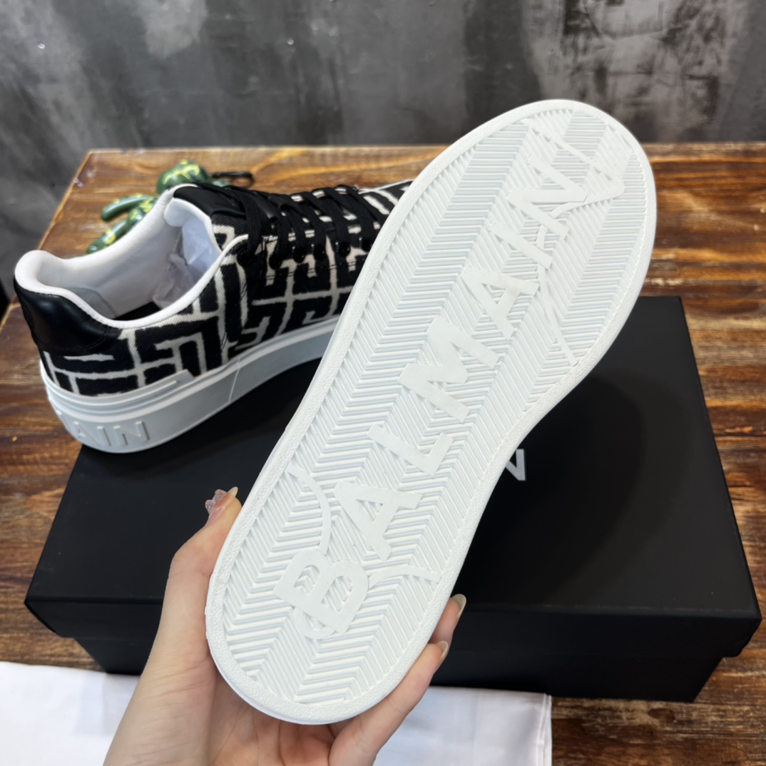 Balmain B-Court Low-Top Jacquard - vstockx