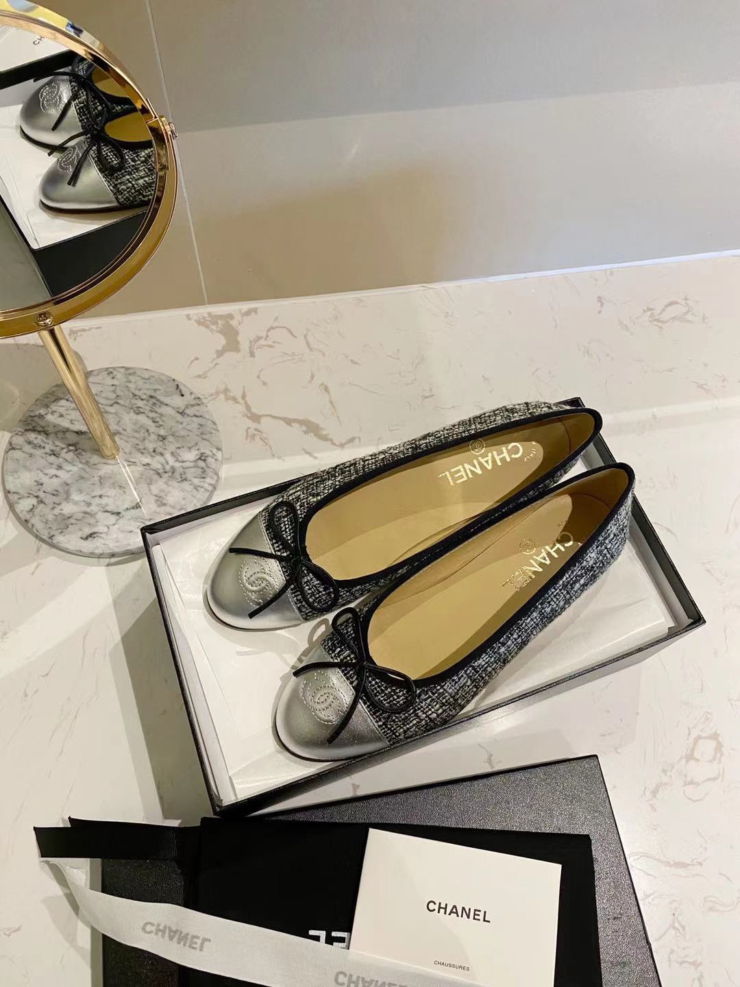 Chanel Ballerinas Fabric & Grosgrain 26 - vstockx