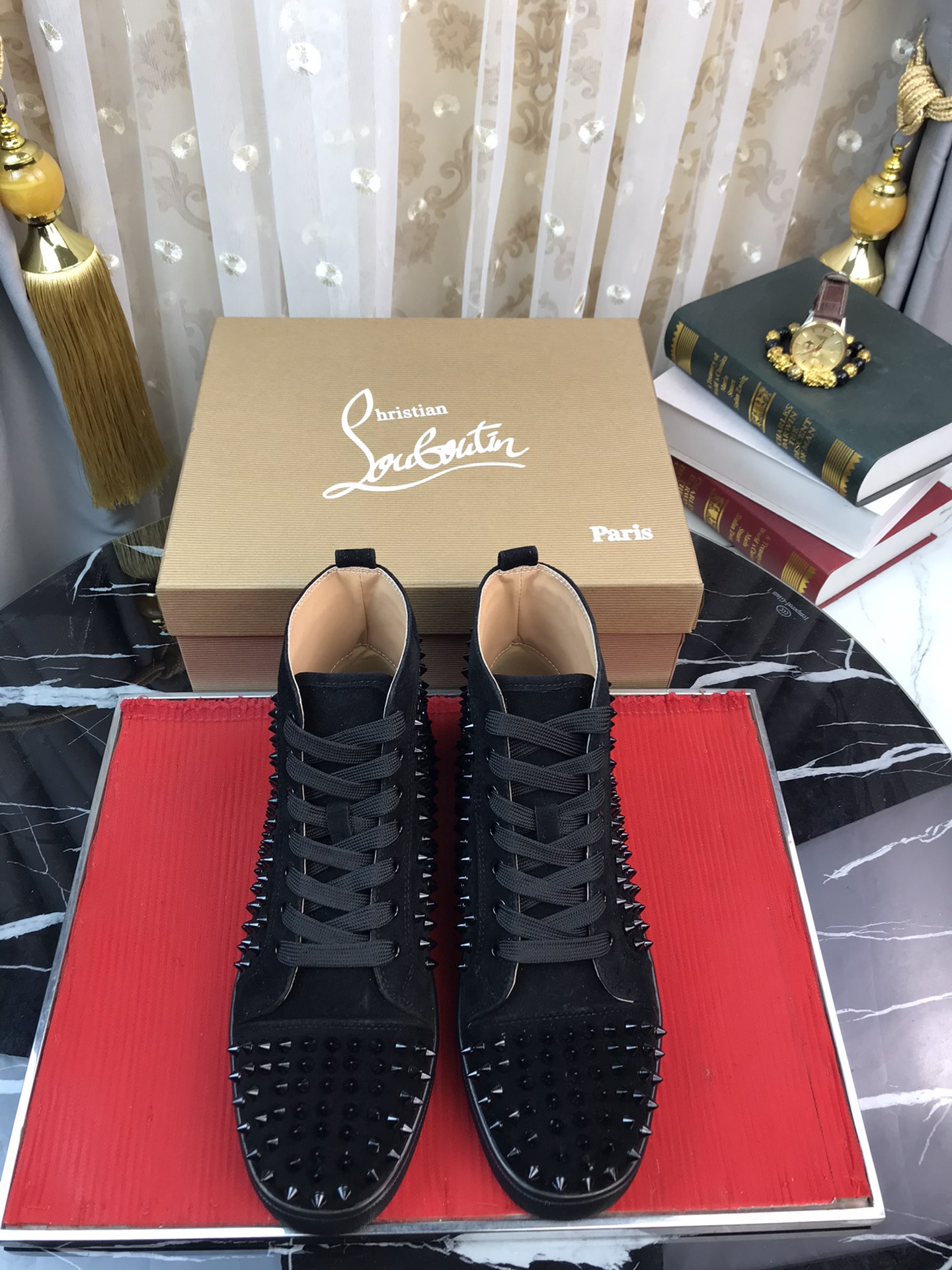 Christian Louboutin Louis Junior Spikes Orlato Flat Sneakers 2 - vstockx