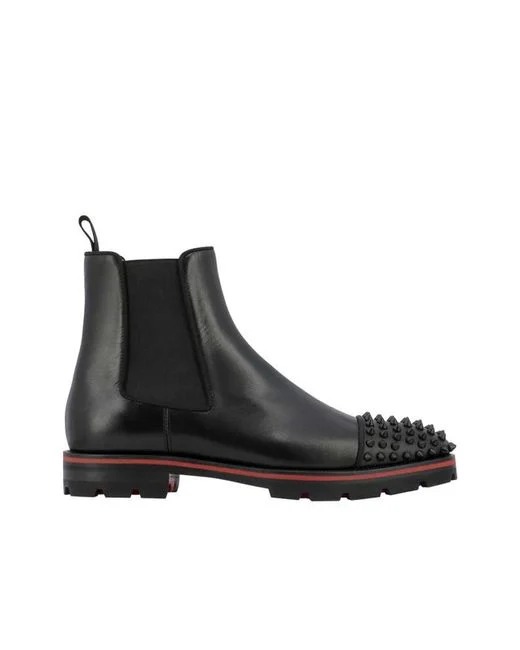 CHRISTIAN LOUBOUTIN Men's Black Leather Ankle Boots - vstockx