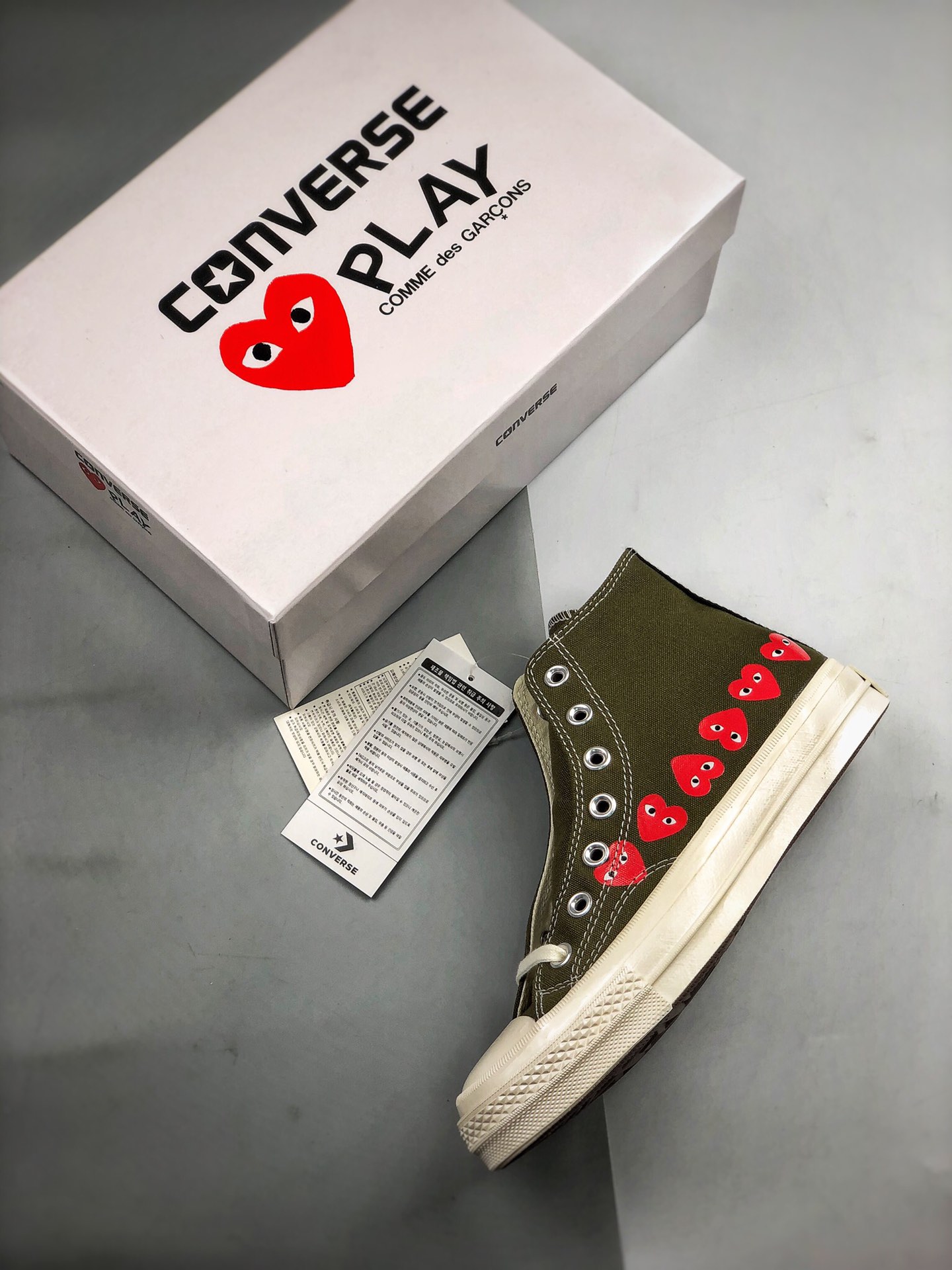 Converse Chuck Taylor All-Star 70 Hi Comme des Garcons Play Multi-Heart Green - vstockx