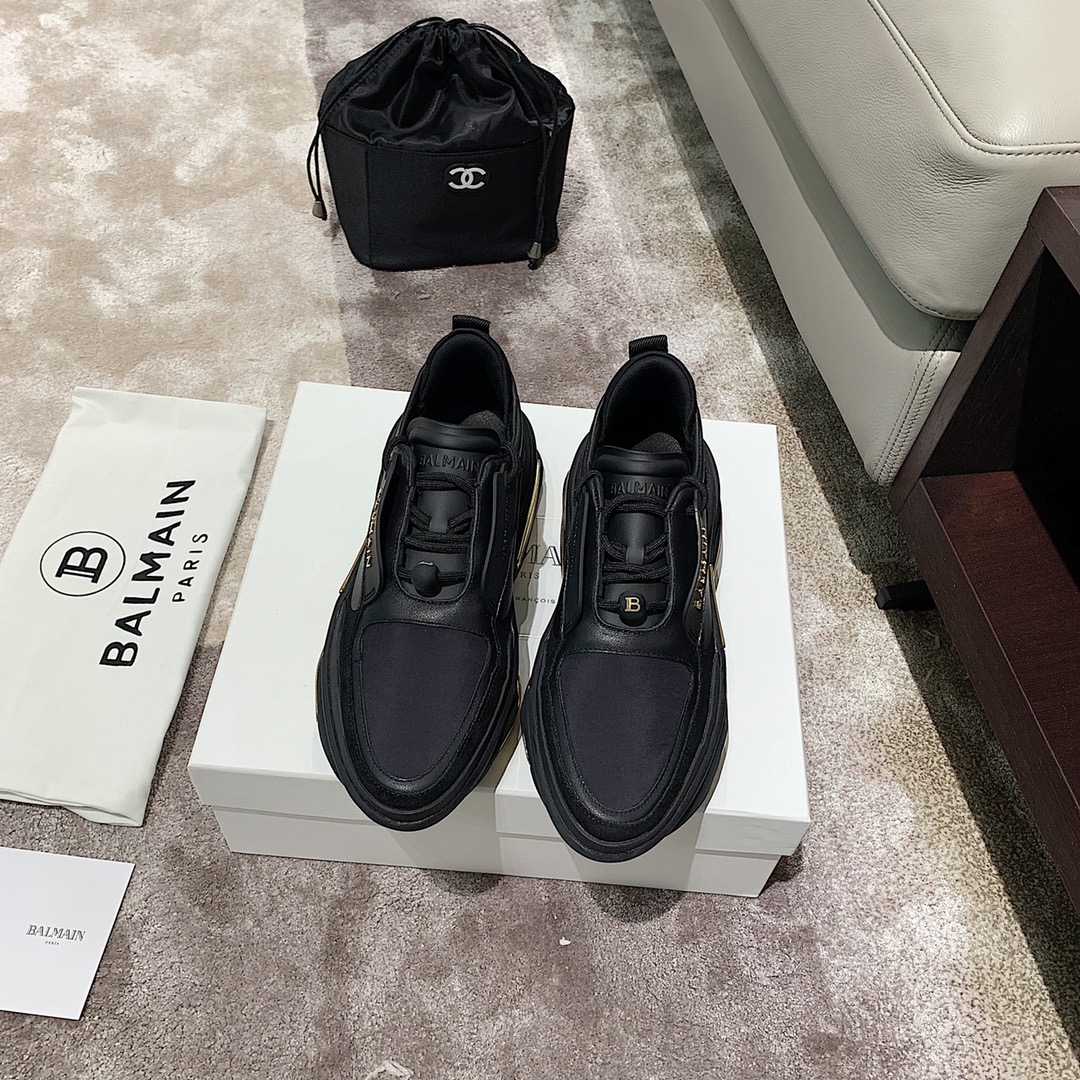 Balmain B-Bold Low-Top Black Gold - vstockx