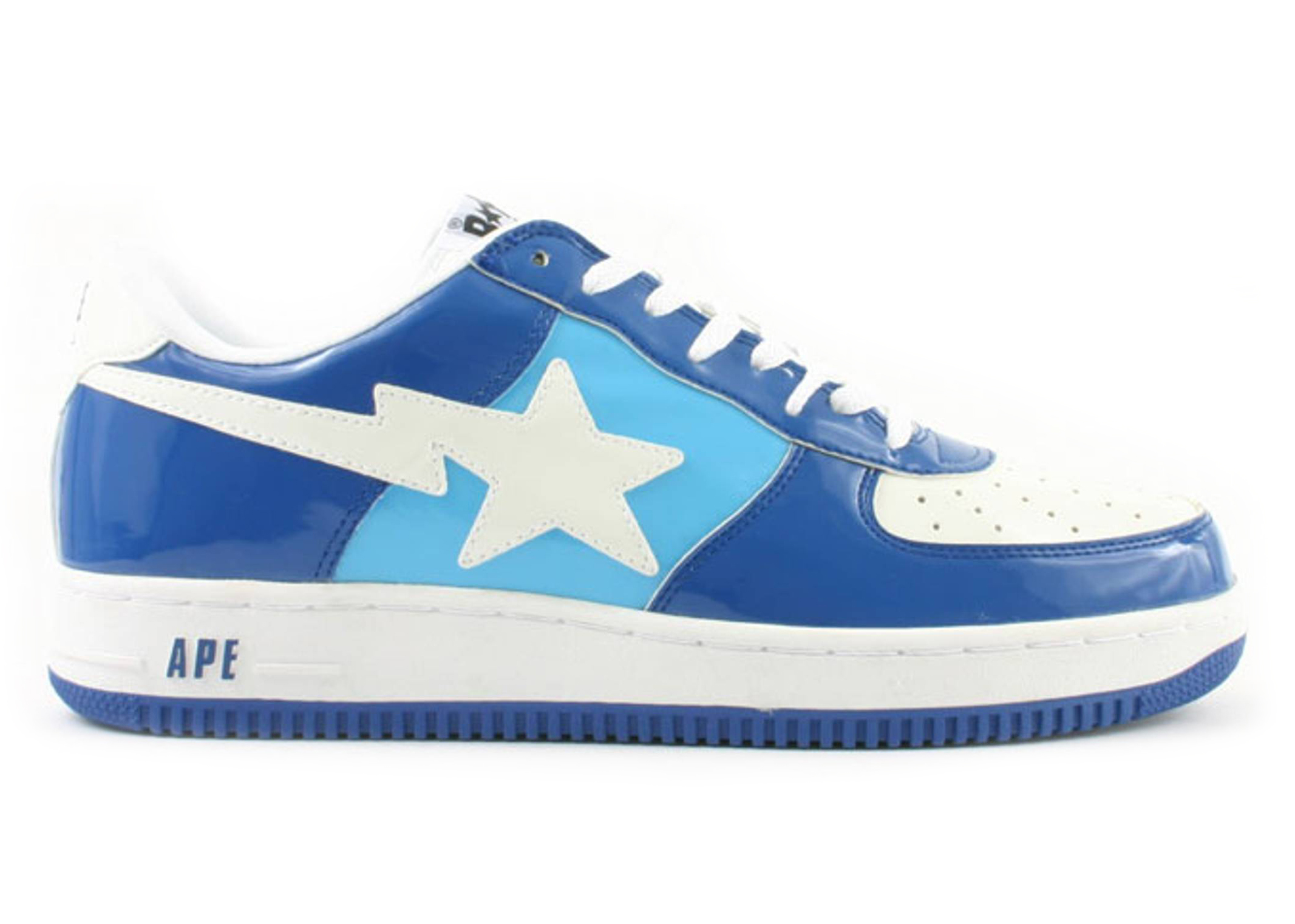 A Bathing Ape Bape Sta Low White Blue - vstockx