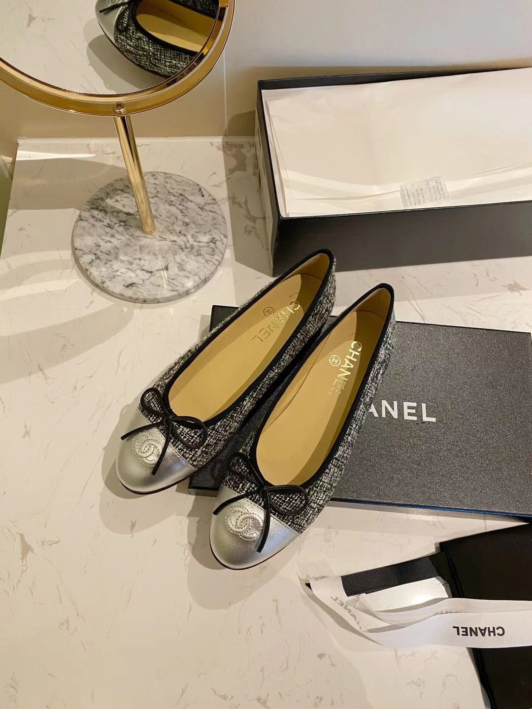 Chanel Ballerinas Fabric & Grosgrain 26 - vstockx