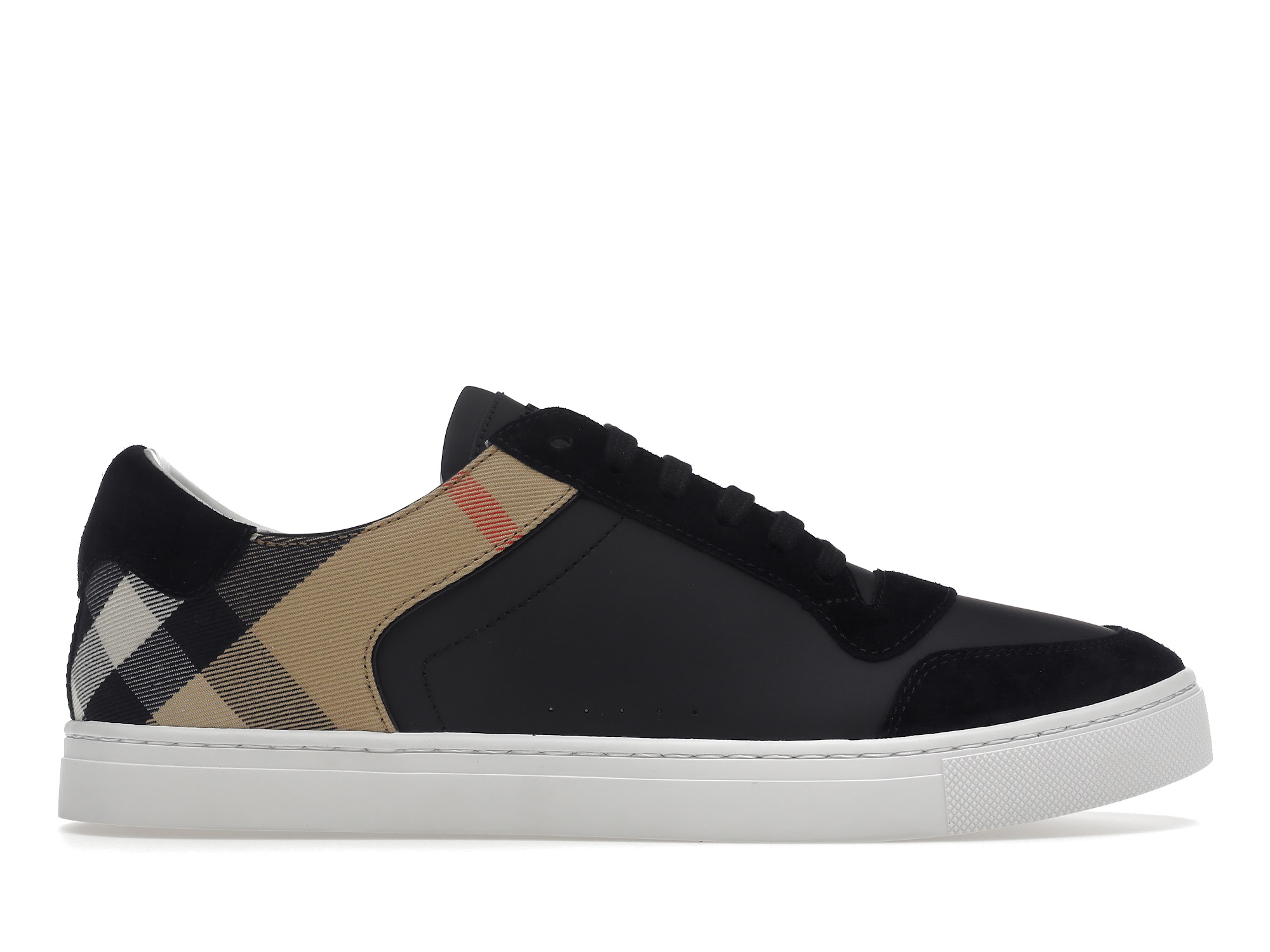 Burberry Leather Suede and House Check Sneakers Black Archive Beige White - vstockx