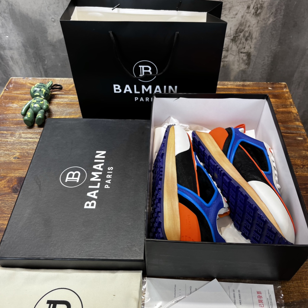 Balmain Velvet nylon and mesh low-top Racer sneaker 18 - vstockx