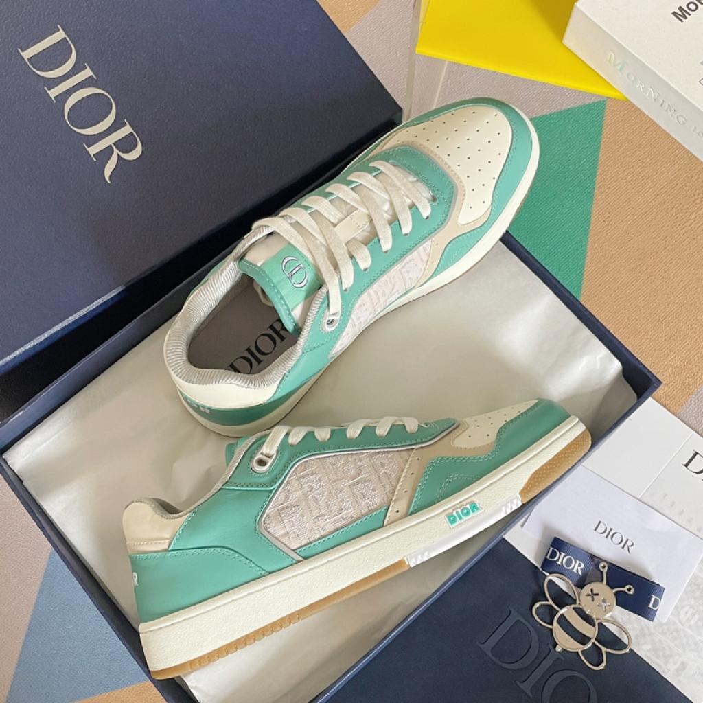 Dior B27 Low Turquoise Cream Dior Oblique Cream Jacquard - vstockx