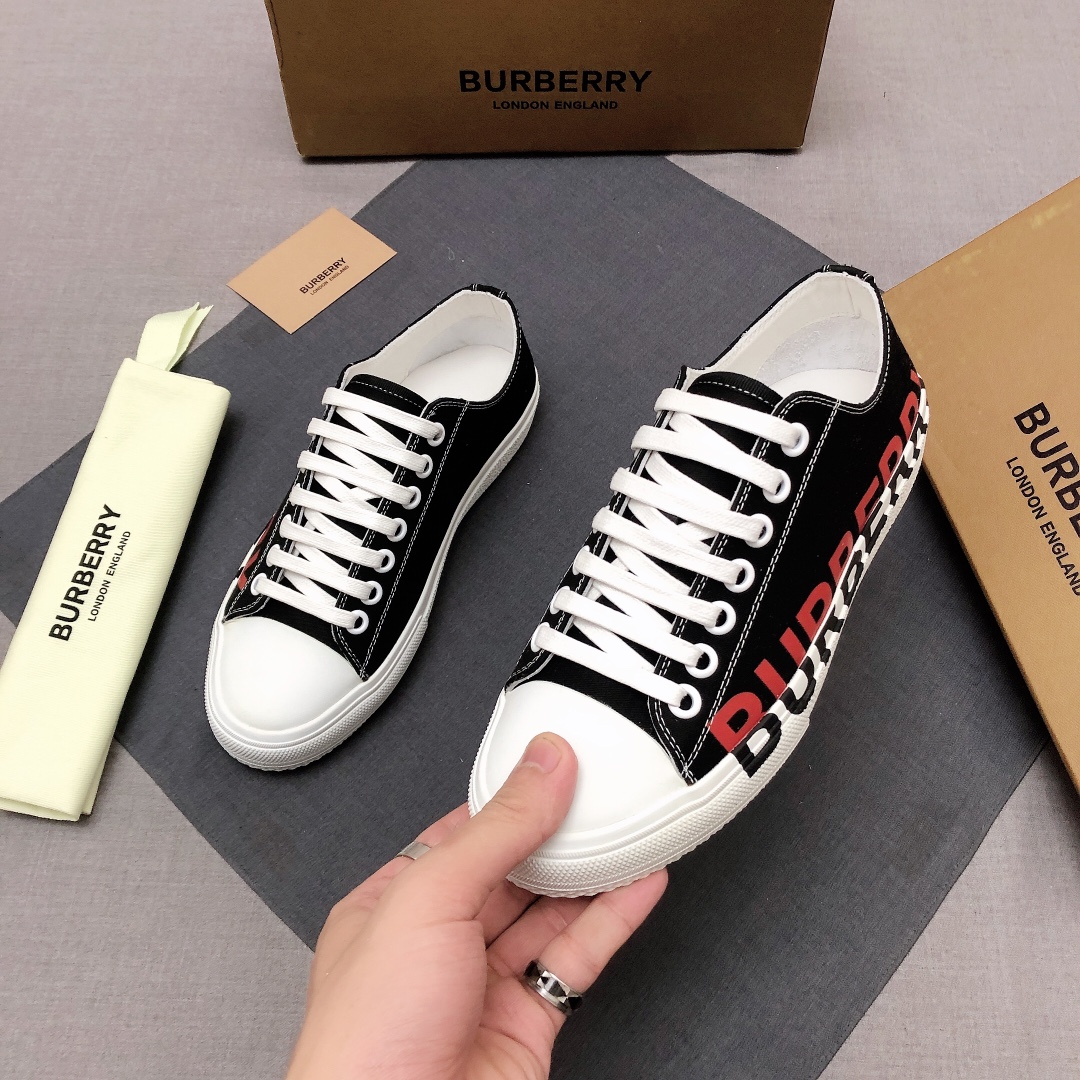 Burberry Logo Print Cotton Black Red White - vstockx