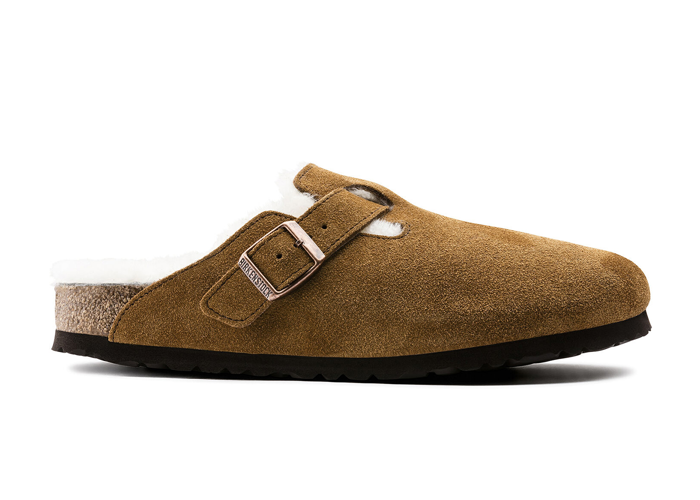 Birkenstock Boston Shearling (Medium/Narrow Fit) Suede Leather Mink - vstockx