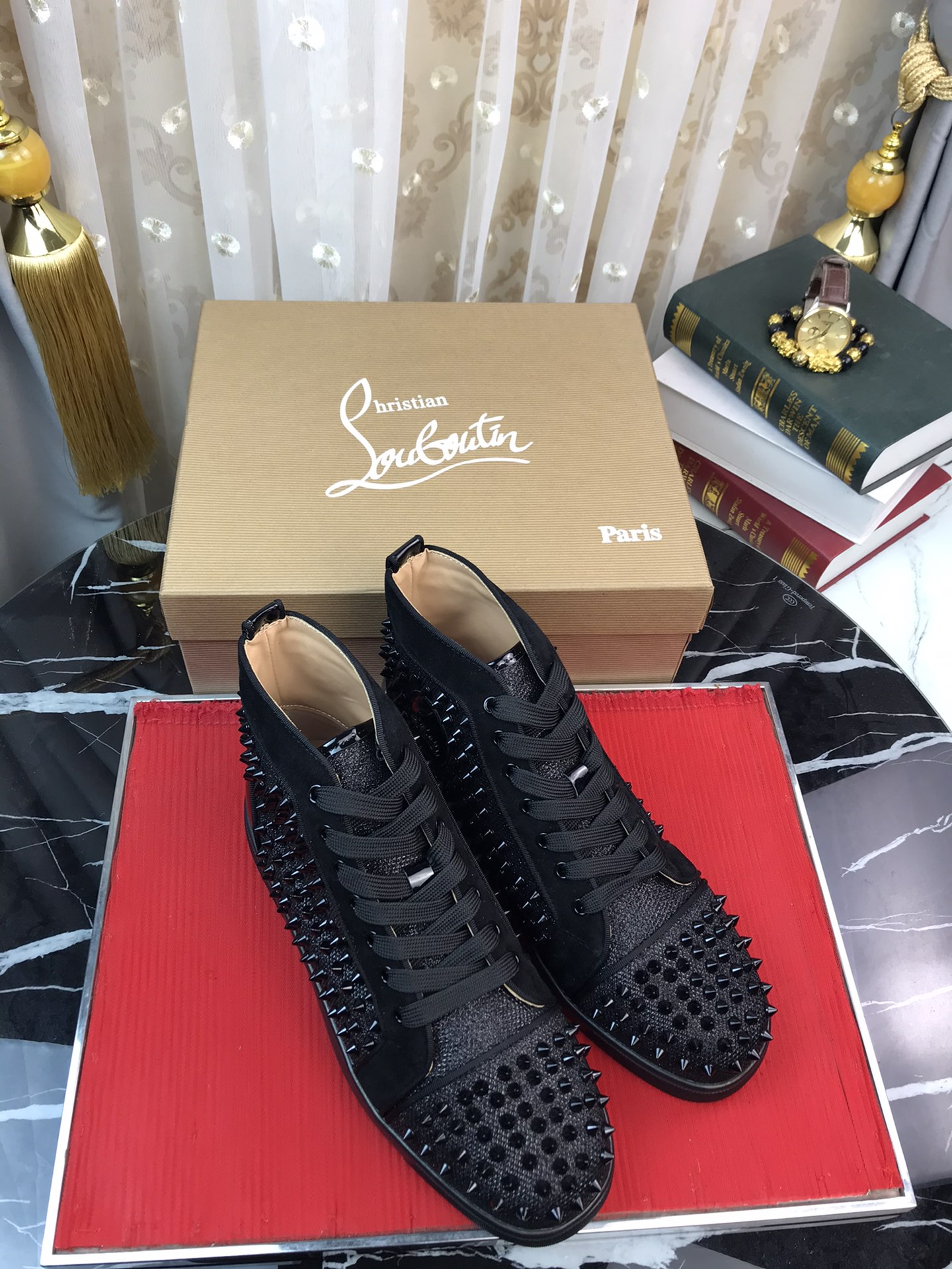 Christian Louboutin Louis Junior Spikes Orlato Flat Sneakers 1 - vstockx