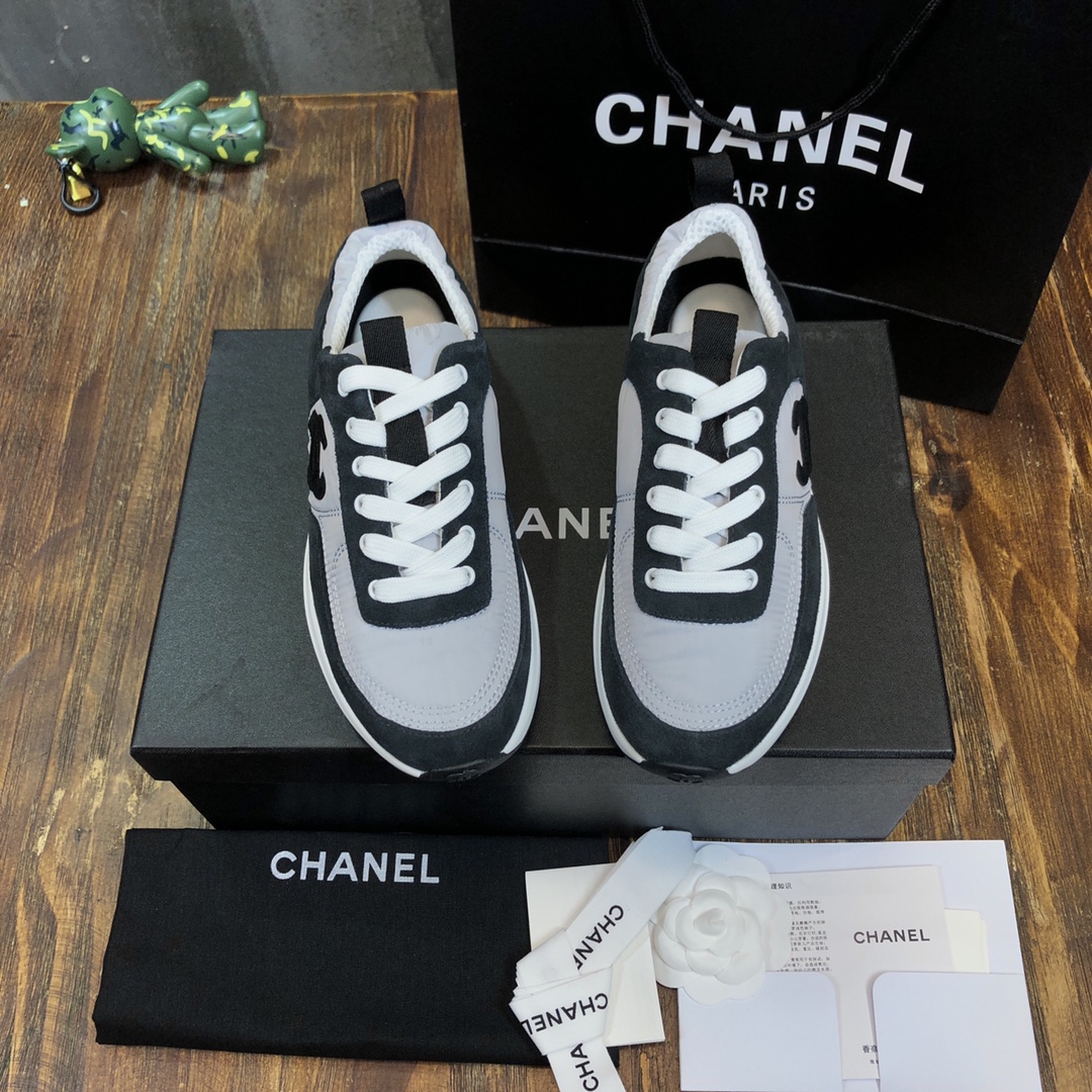 Chanel Fabric & Suede Calfskin Low Top Sneaker 32 - vstockx