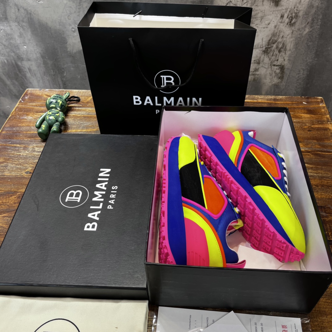 Balmain Velvet nylon and mesh low-top Racer sneaker 21 - vstockx