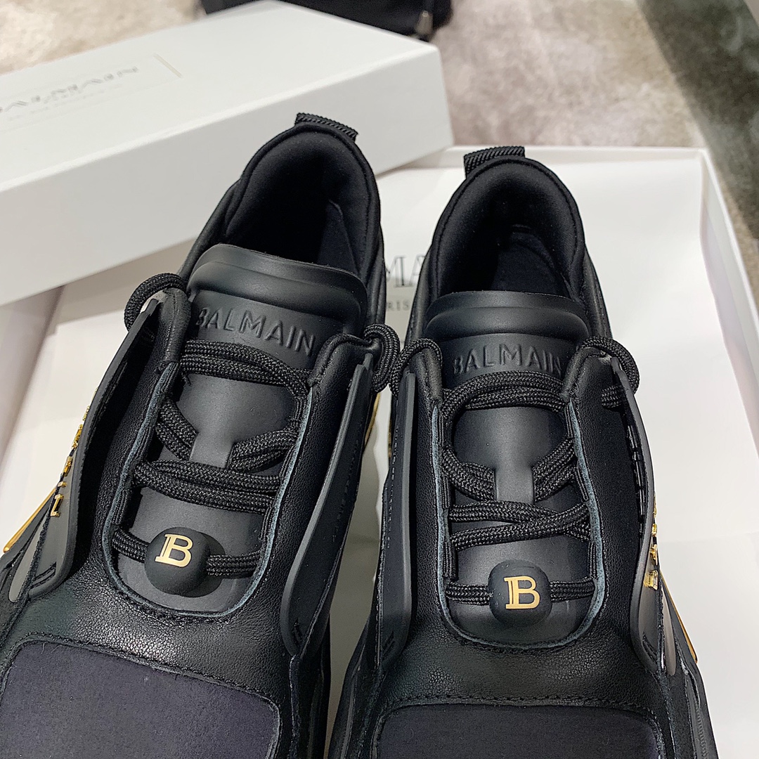 Balmain B-Bold Low-Top Black Gold - vstockx