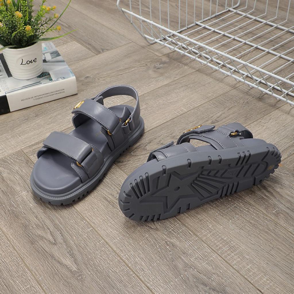 DIOR DIORACT SANDAL Gray Stone Lambskin - vstockx