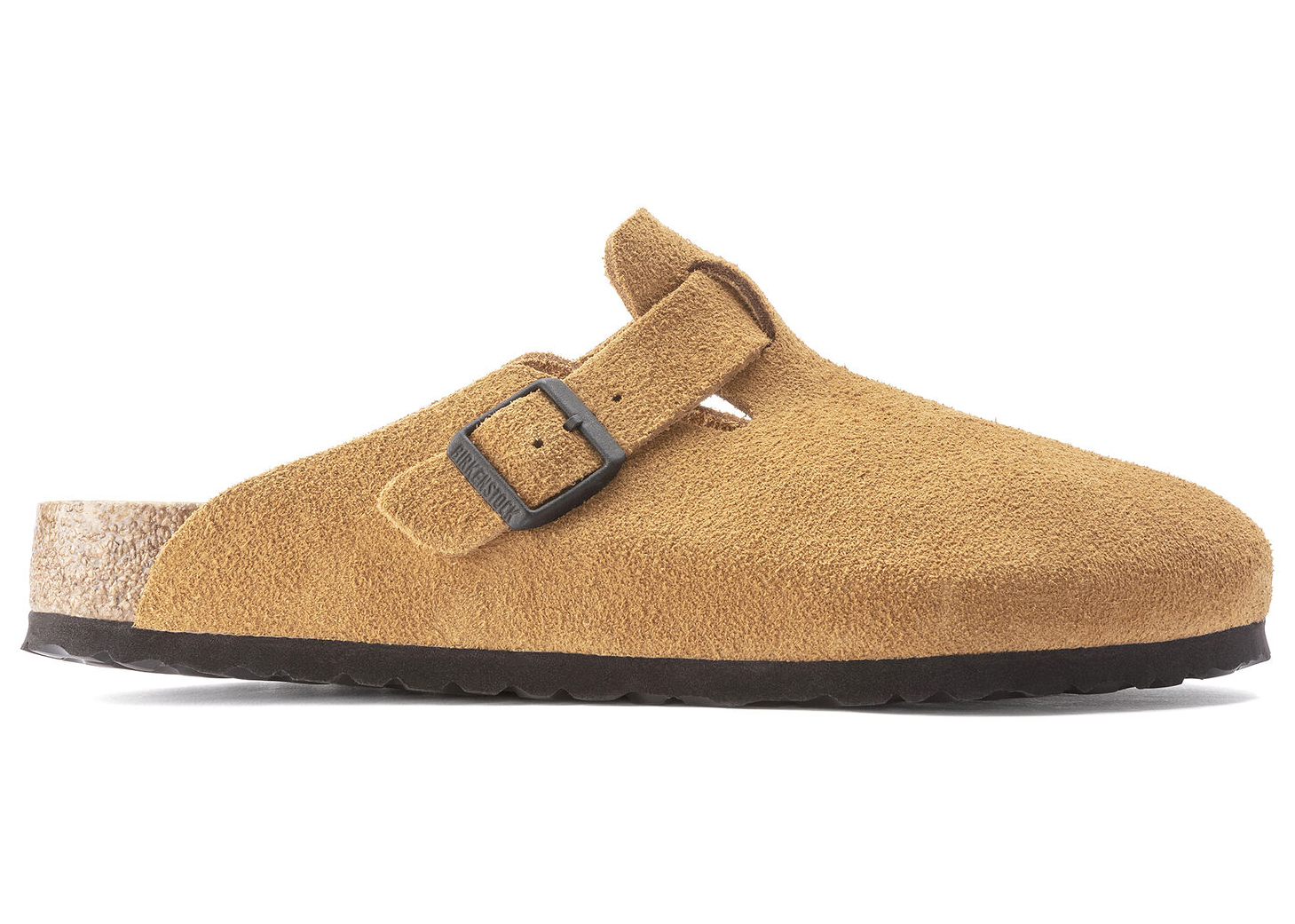 Birkenstock Boston Suede Cork Brown Pattern Footbed - vstockx