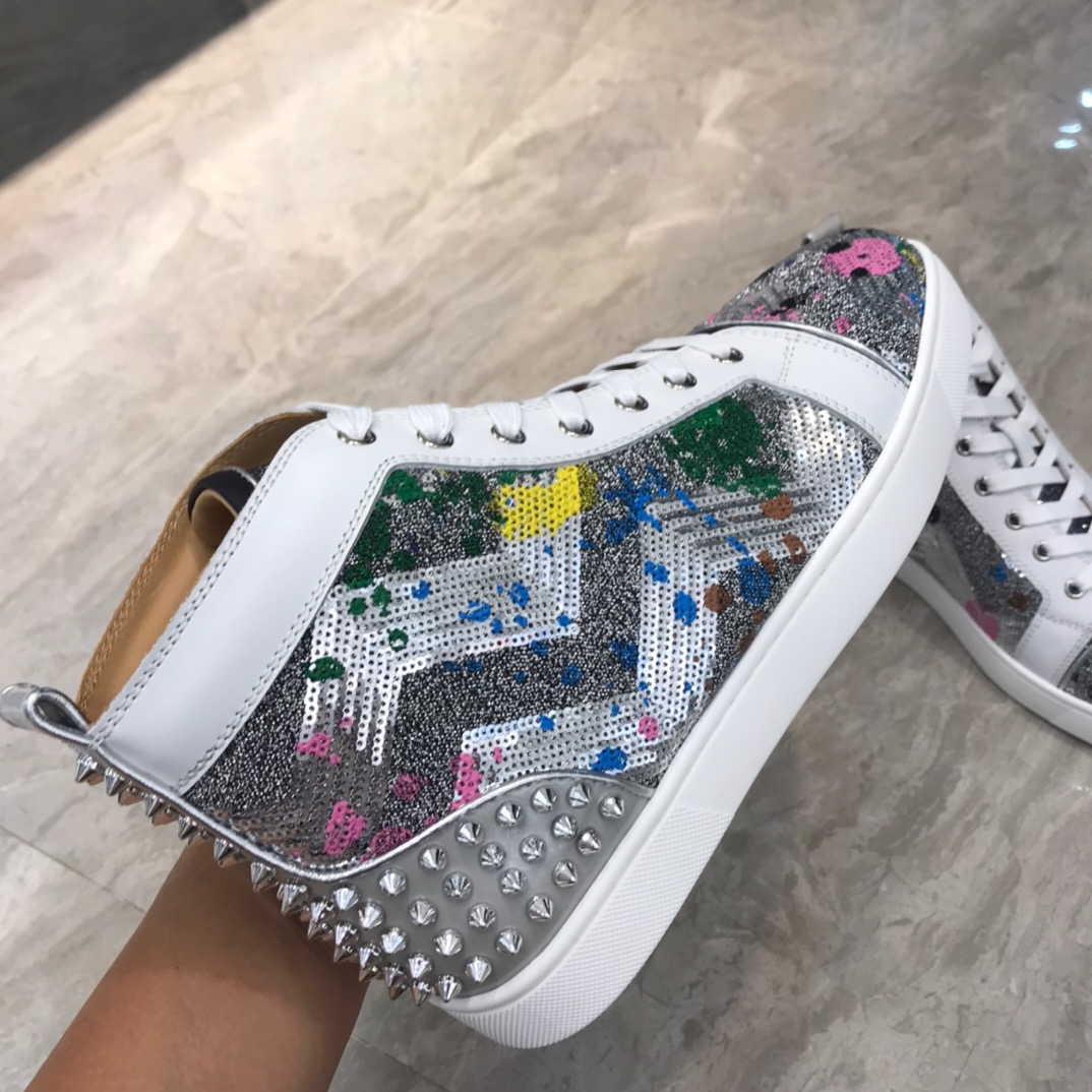 Christian Louboutin Louis Junior Spikes Orlato Flat Sneakers 28 - vstockx