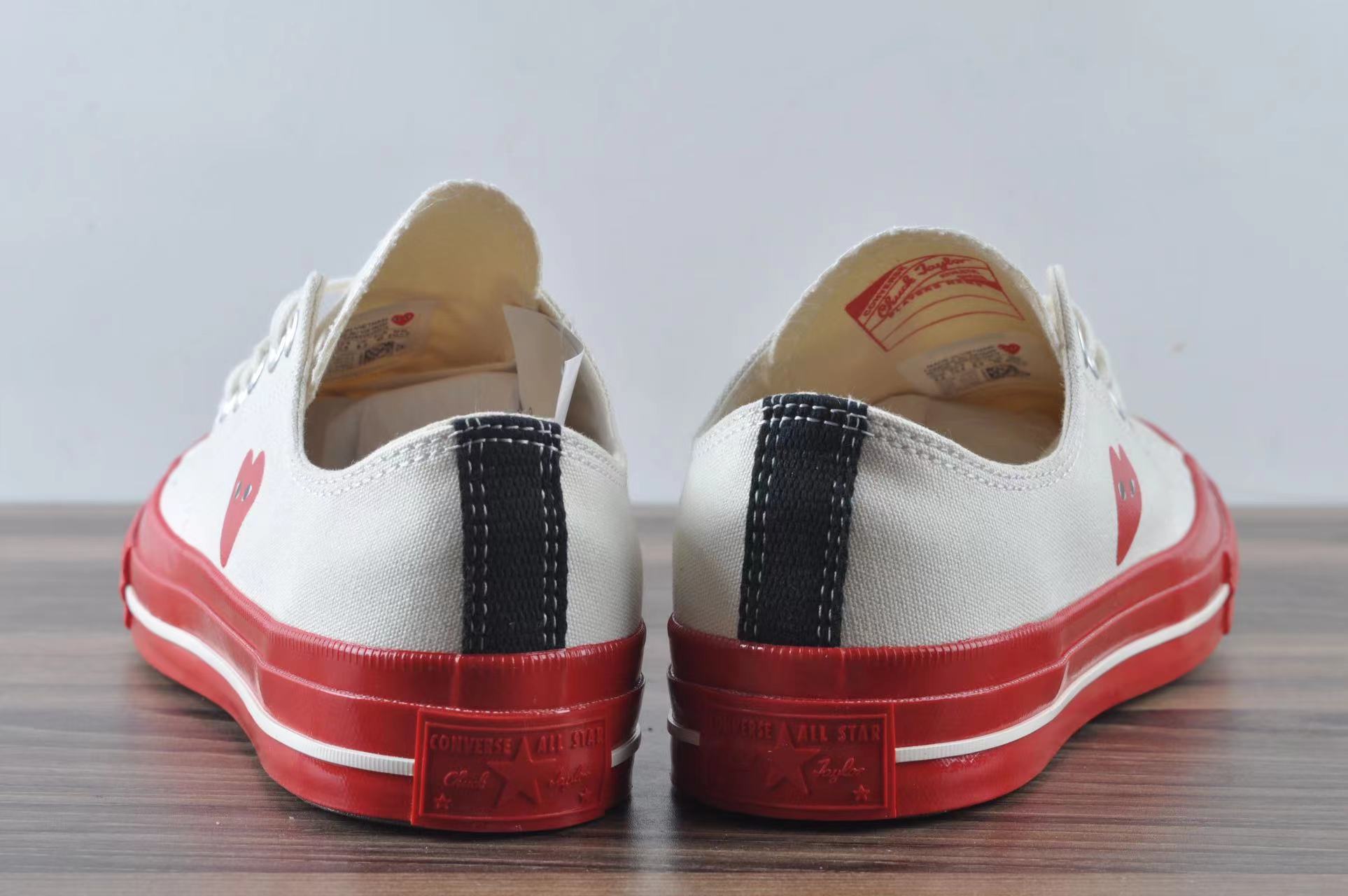 Converse Chuck Taylor All-Star 70 Ox Comme des Garcons PLAY Egret Red Midsole - vstockx