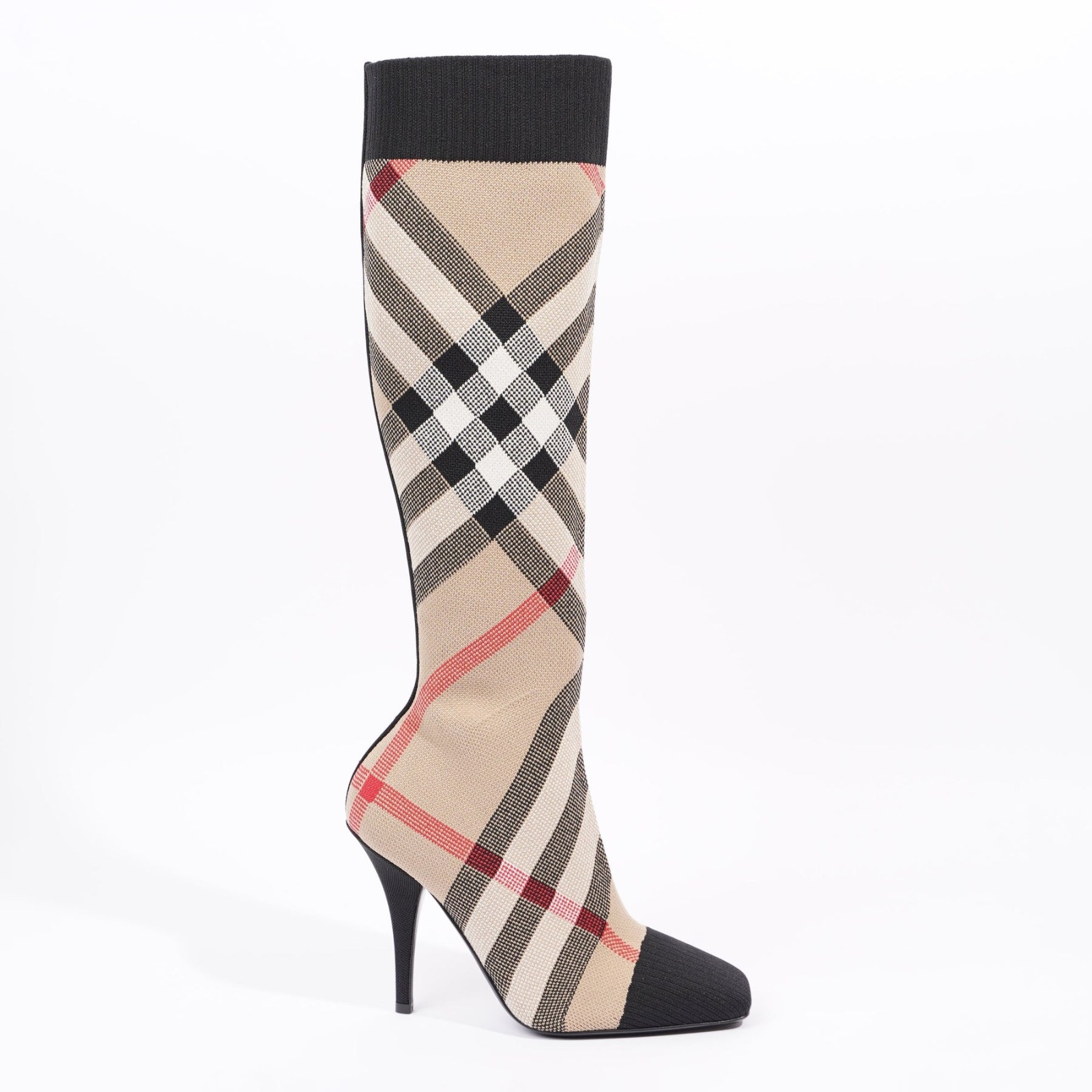 Burberry Knitted Check Sock Boots Heel height: 10.5cm/4.1in - vstockx