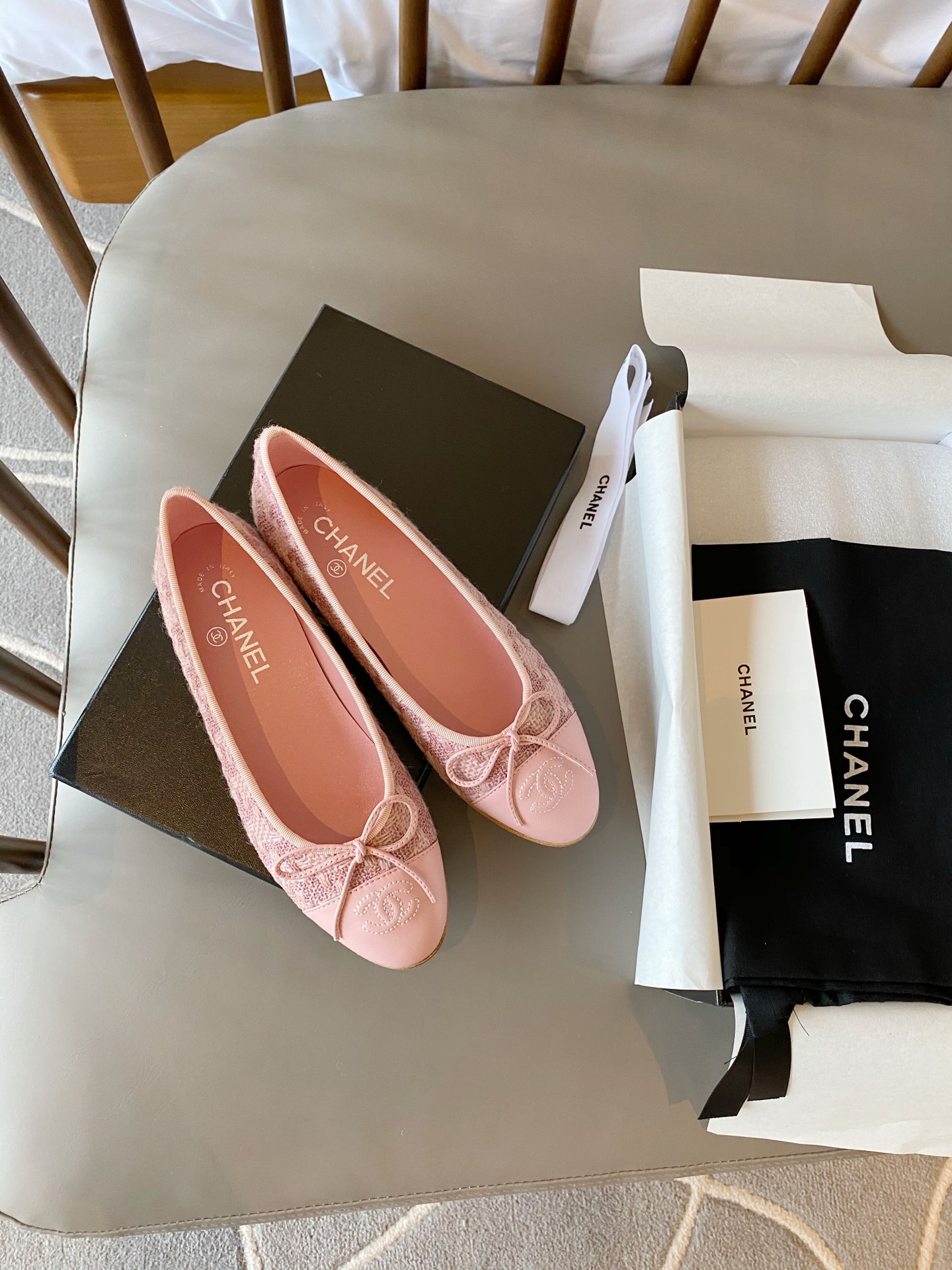 Chanel Ballerinas Fabric & Grosgrain 23 - vstockx