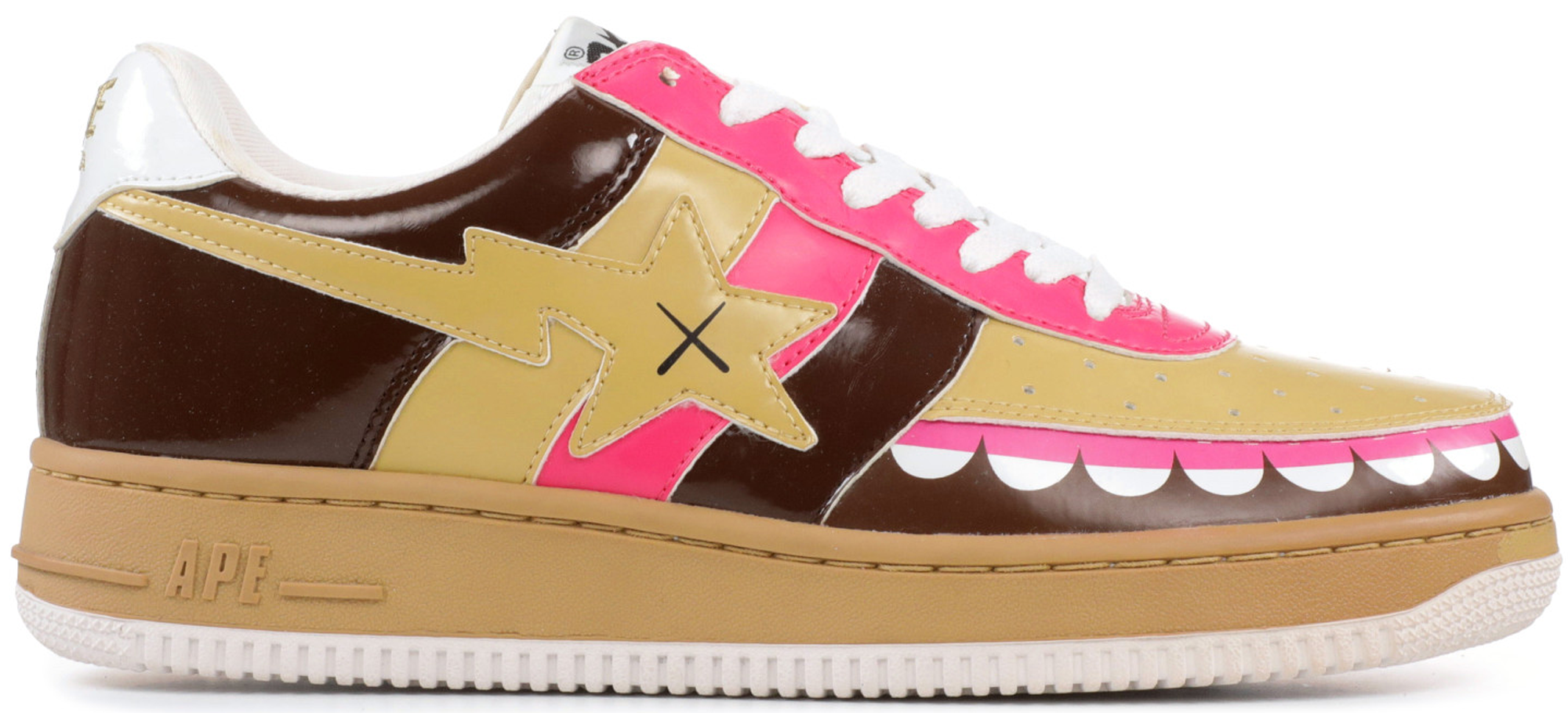 A Bathing Ape Bape Sta Low Kaws Chomper Brown - vstockx