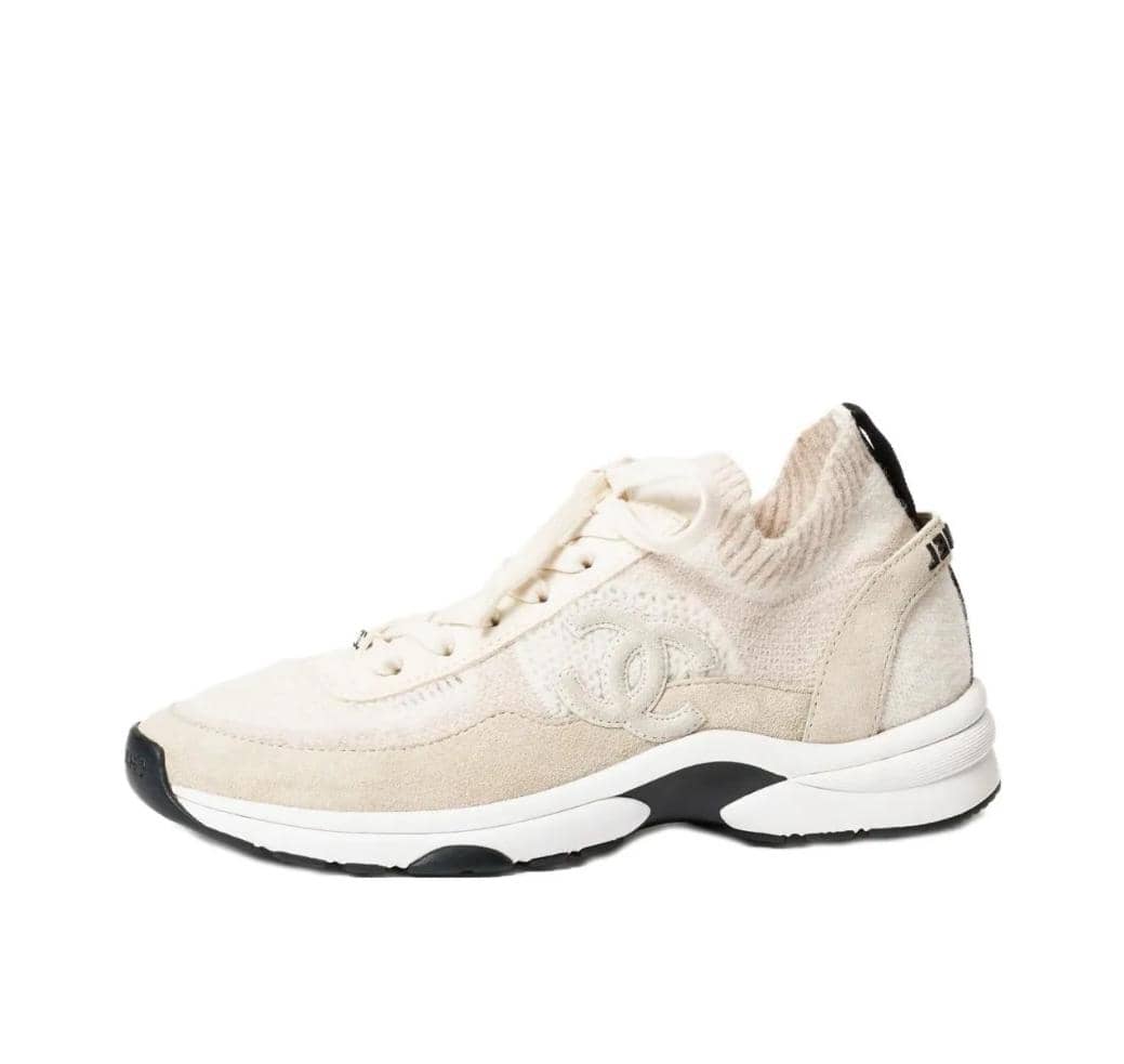 Chanel Trainers Knit & suede calfskin ivory - vstockx