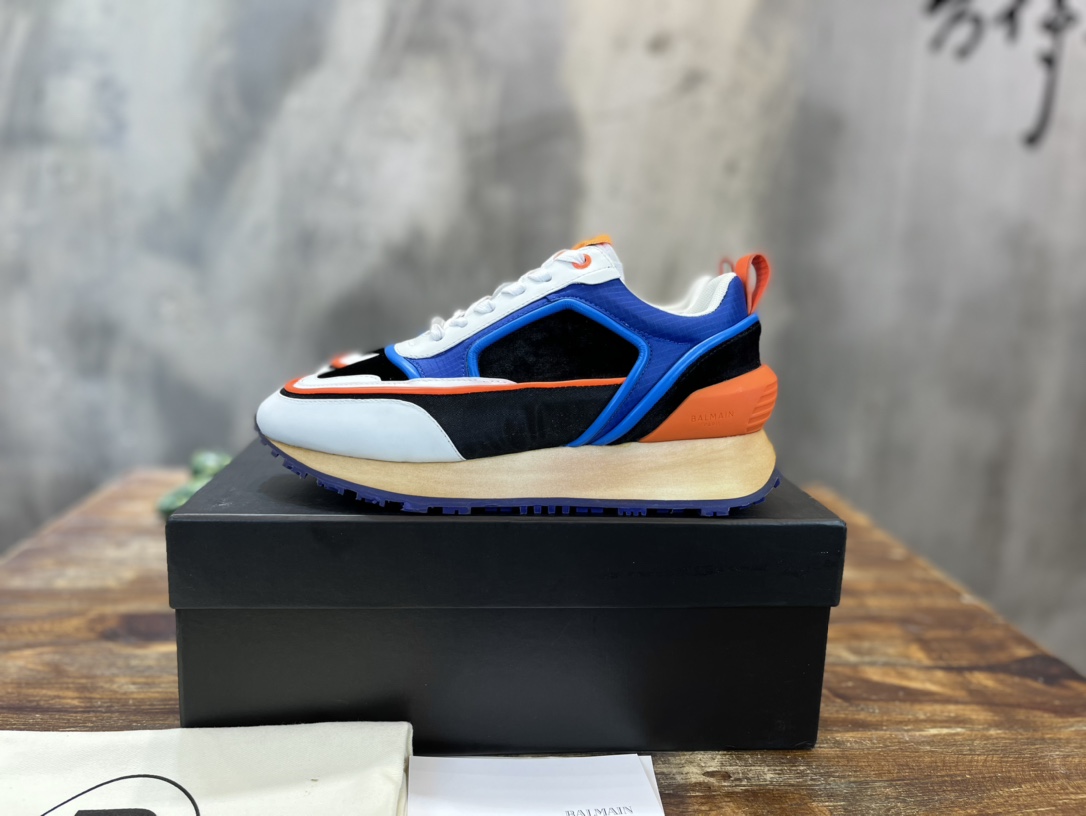 Balmain Velvet nylon and mesh low-top Racer sneaker 18 - vstockx