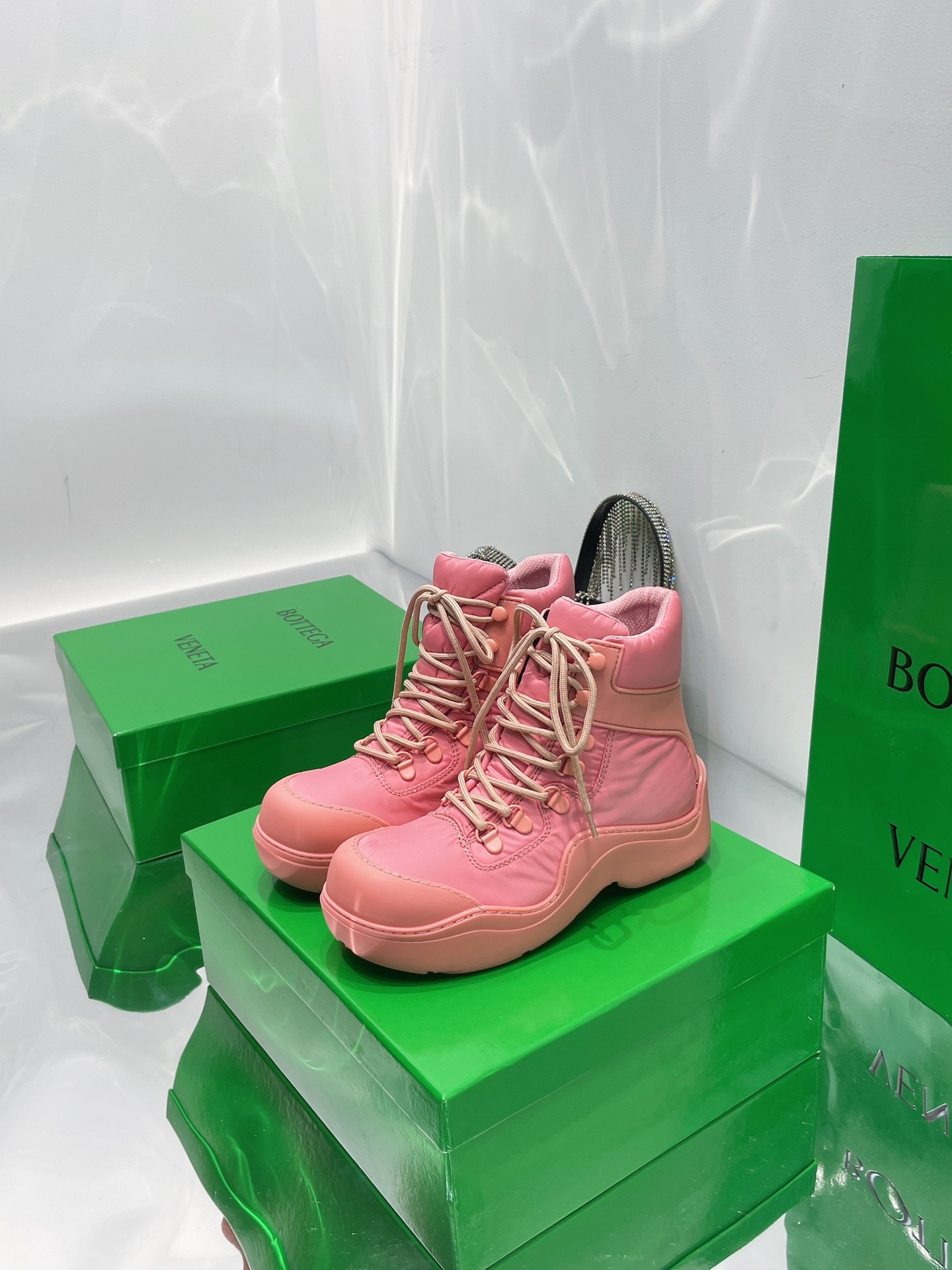 Bottega Veneta Puddle Bomber Lace-up Rubber And Shell Boots 4 - vstockx