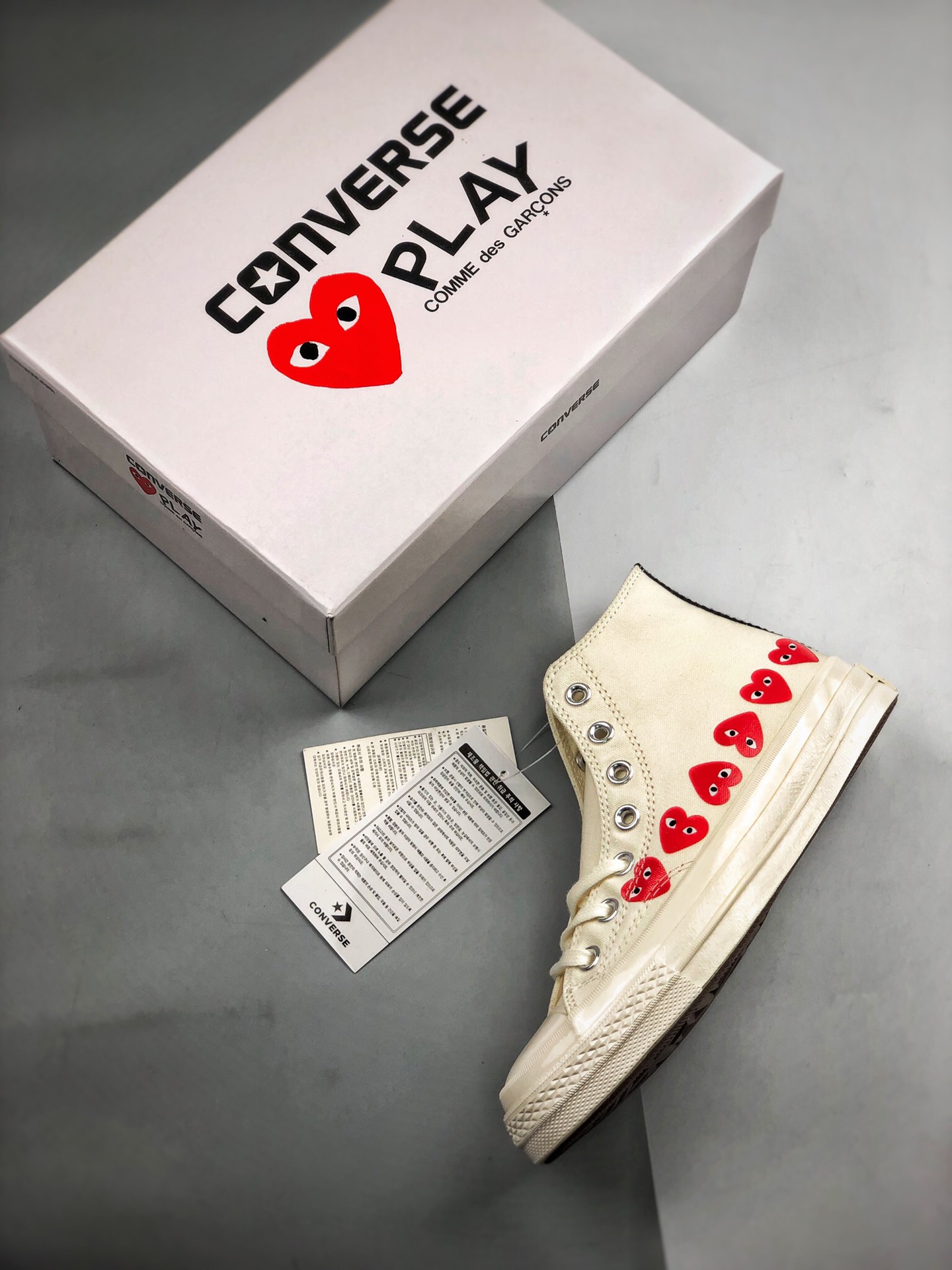 Converse Chuck Taylor All-Star 70s Hi Comme des Garcons Play Multi-Heart White - vstockx