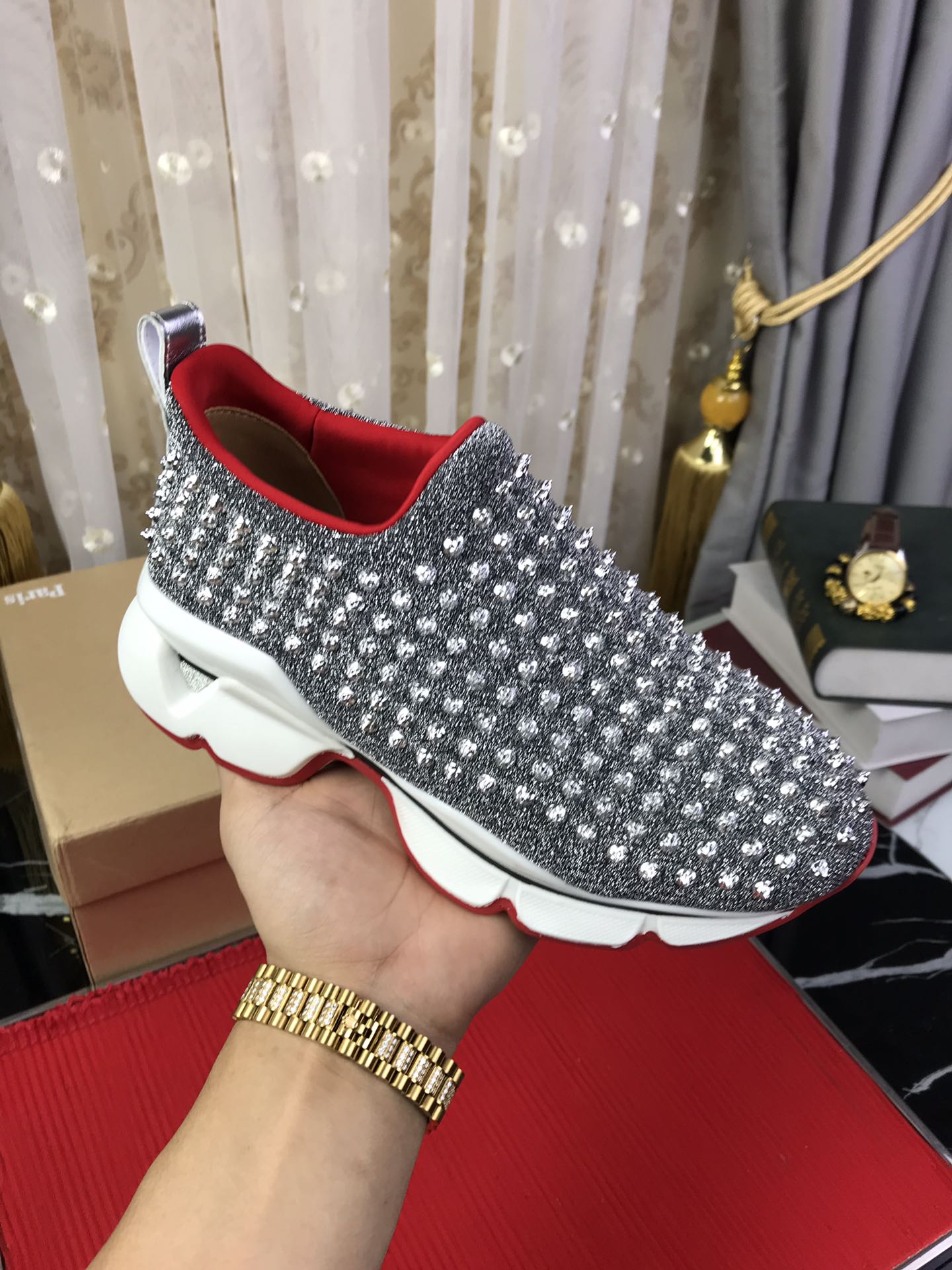 Christian Louboutin Spike Sock Flat Sneakers 2 - vstockx