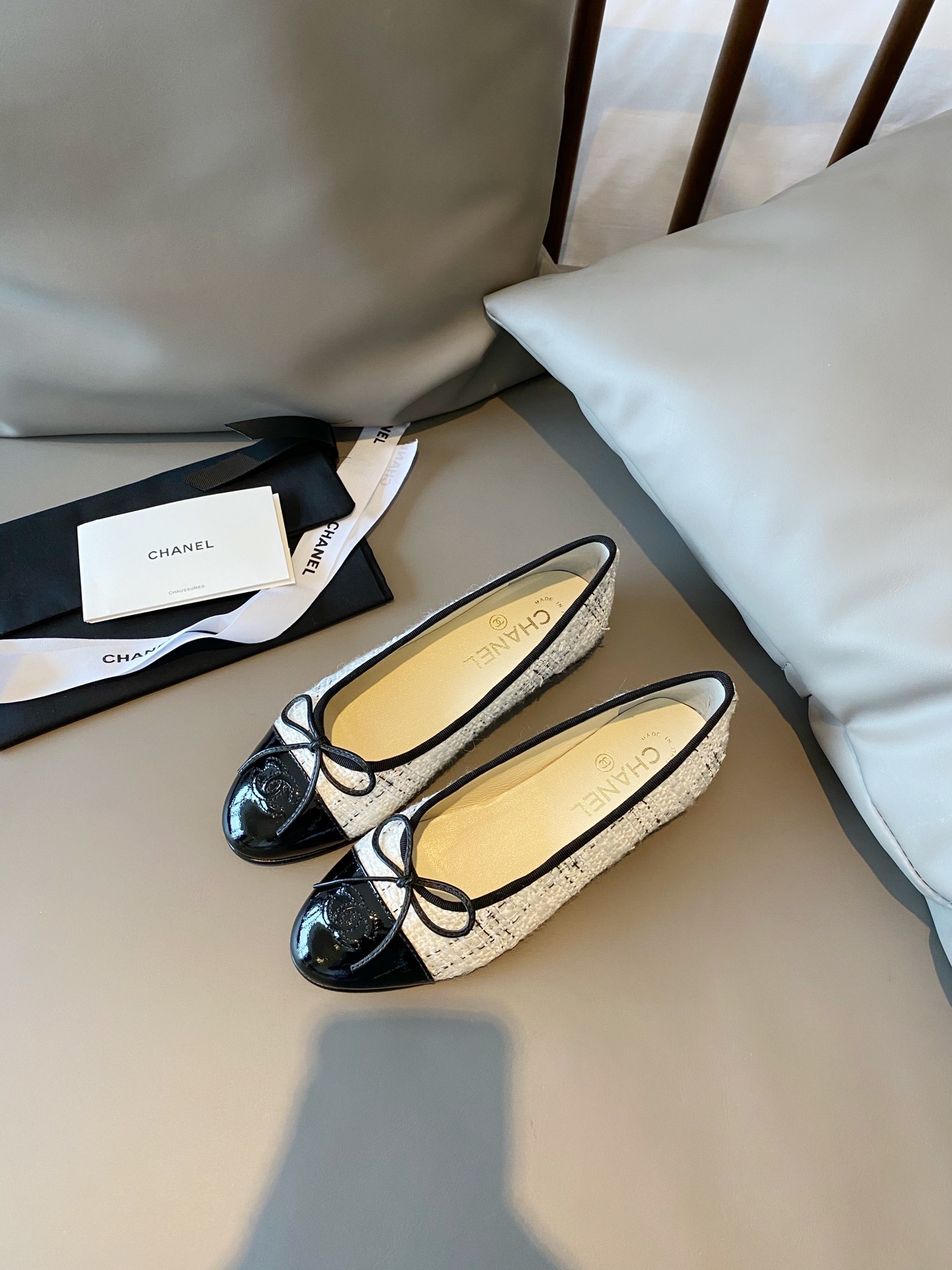 Chanel Ballerinas Fabric & Grosgrain 20 - vstockx