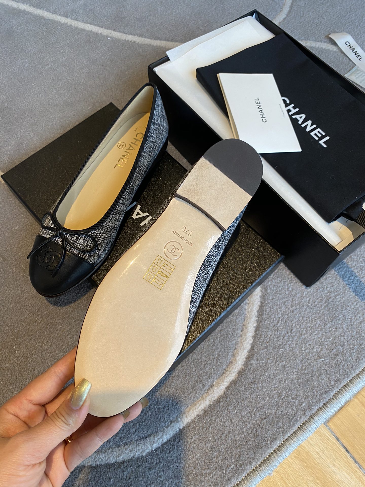 Chanel Ballerinas Fabric & Grosgrain 18 - vstockx