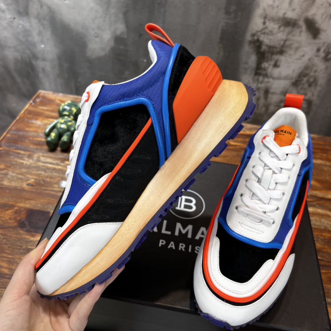 Balmain Velvet nylon and mesh low-top Racer sneaker 18 - vstockx