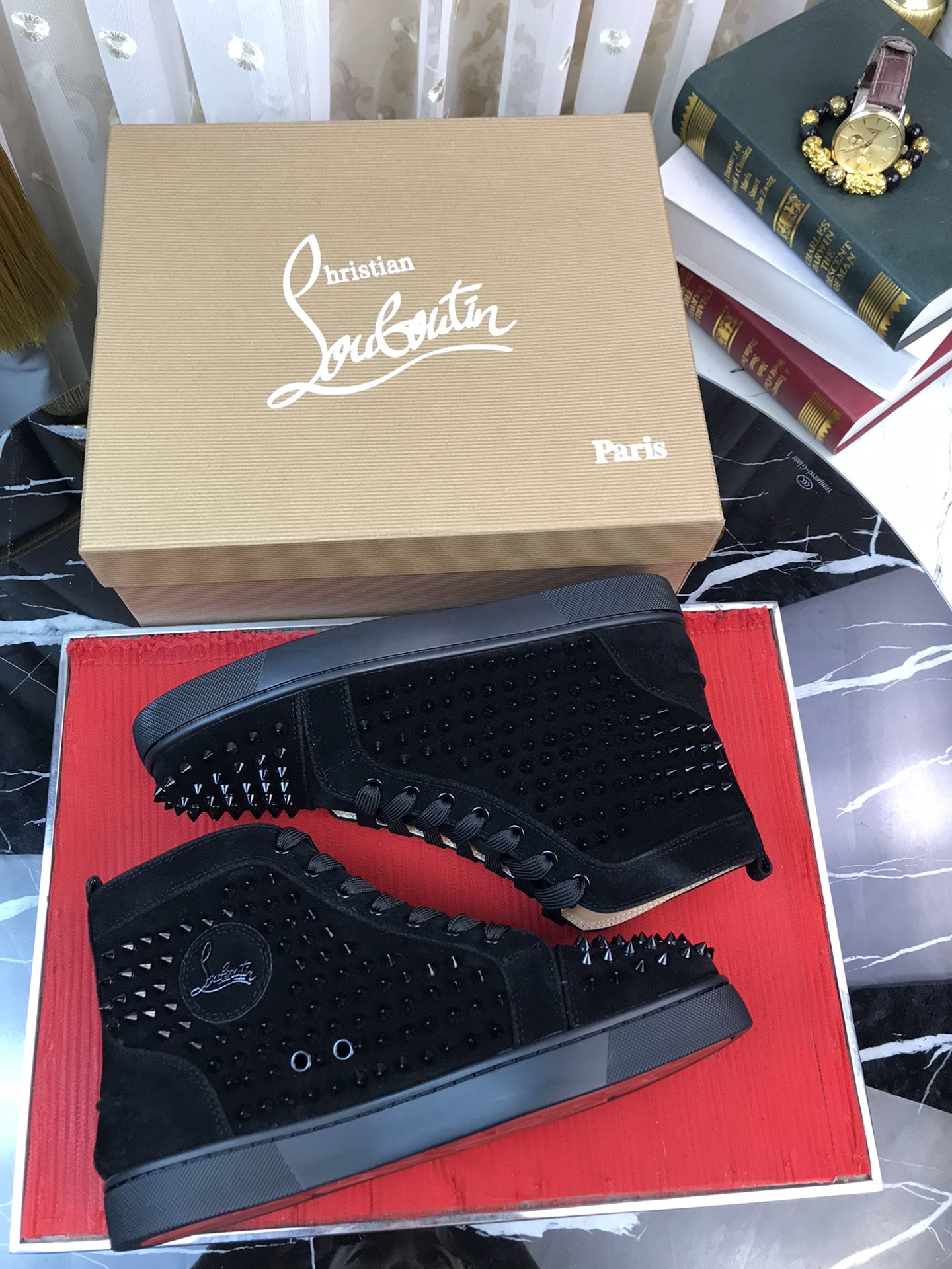 Christian Louboutin Louis Junior Spikes Orlato Flat Sneakers 2 - vstockx